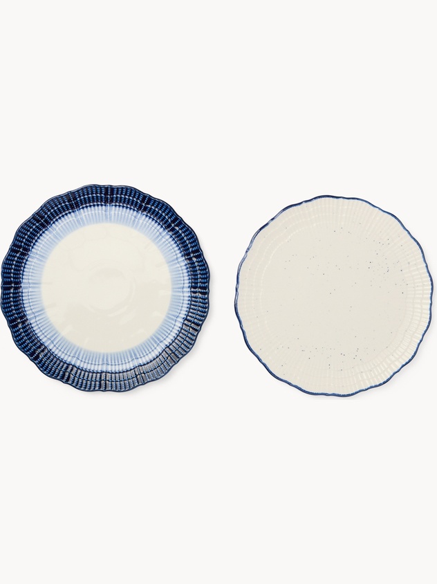 Piatto piano in porcellana bicolore