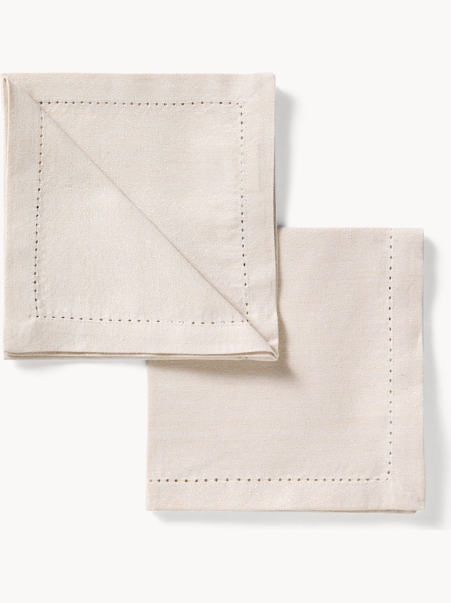 Set di 2 tovaglioli in cotone e lurex con orlo ajour