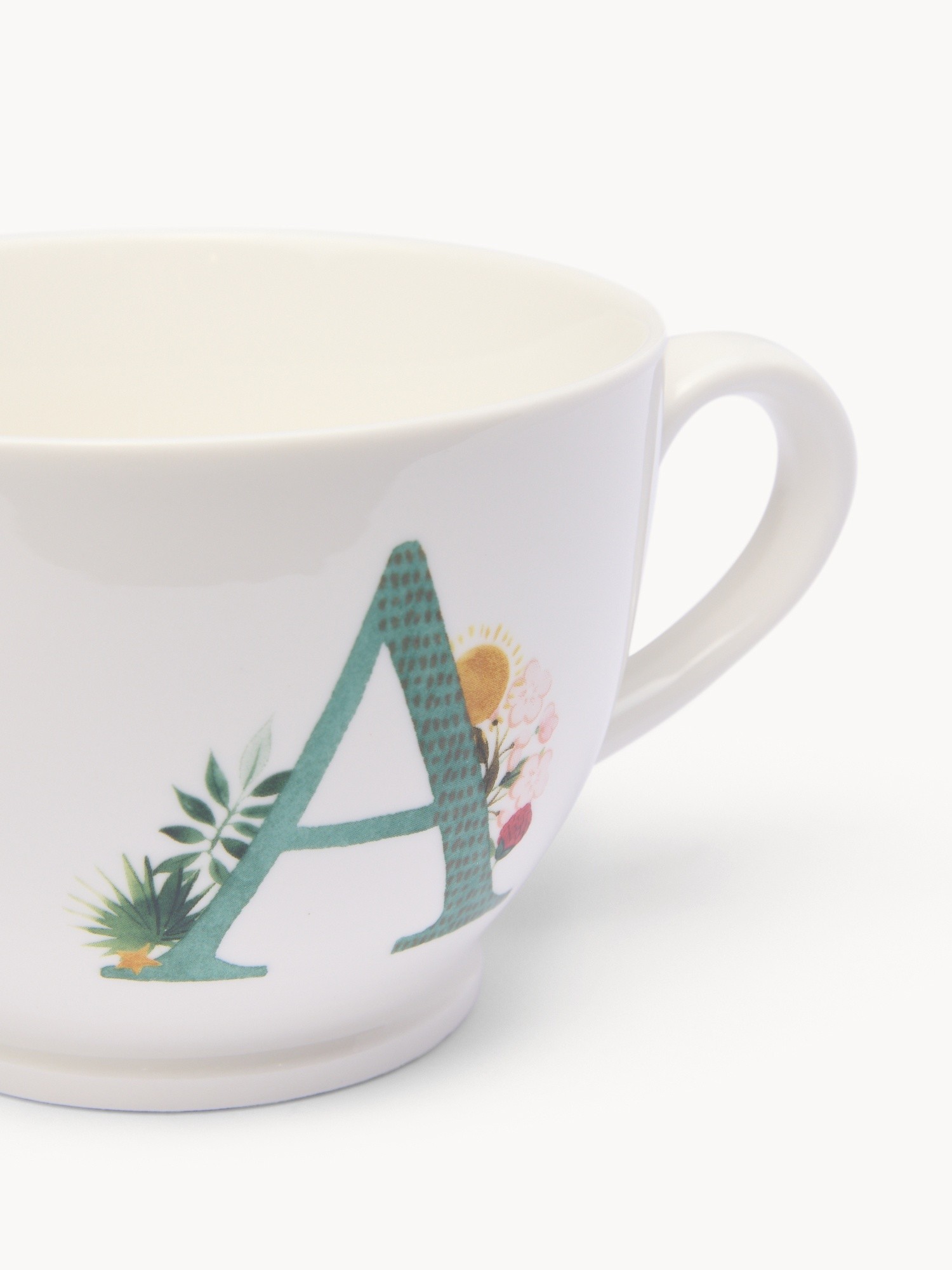 Tazza da colazione in new bone china lettera A, Bianco 1, large image number 1