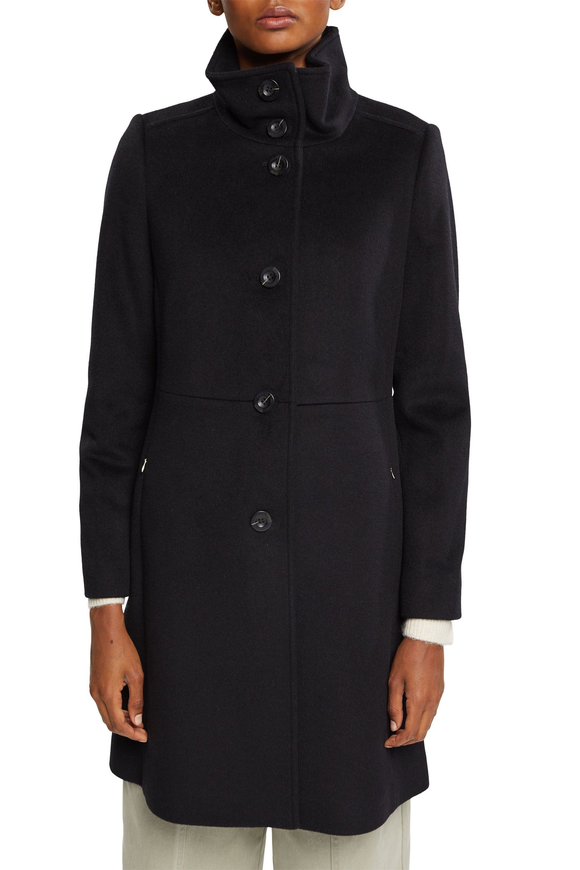 Coat in wool blend, Black, large image number 1