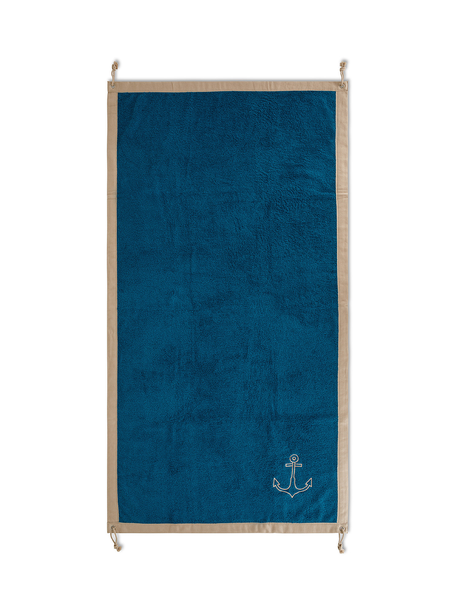 Terry cotton beach towel with anchor embroidery, Light Blue, large image number 0