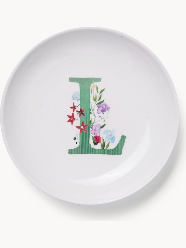 Piattino pane in new bone china lettera L