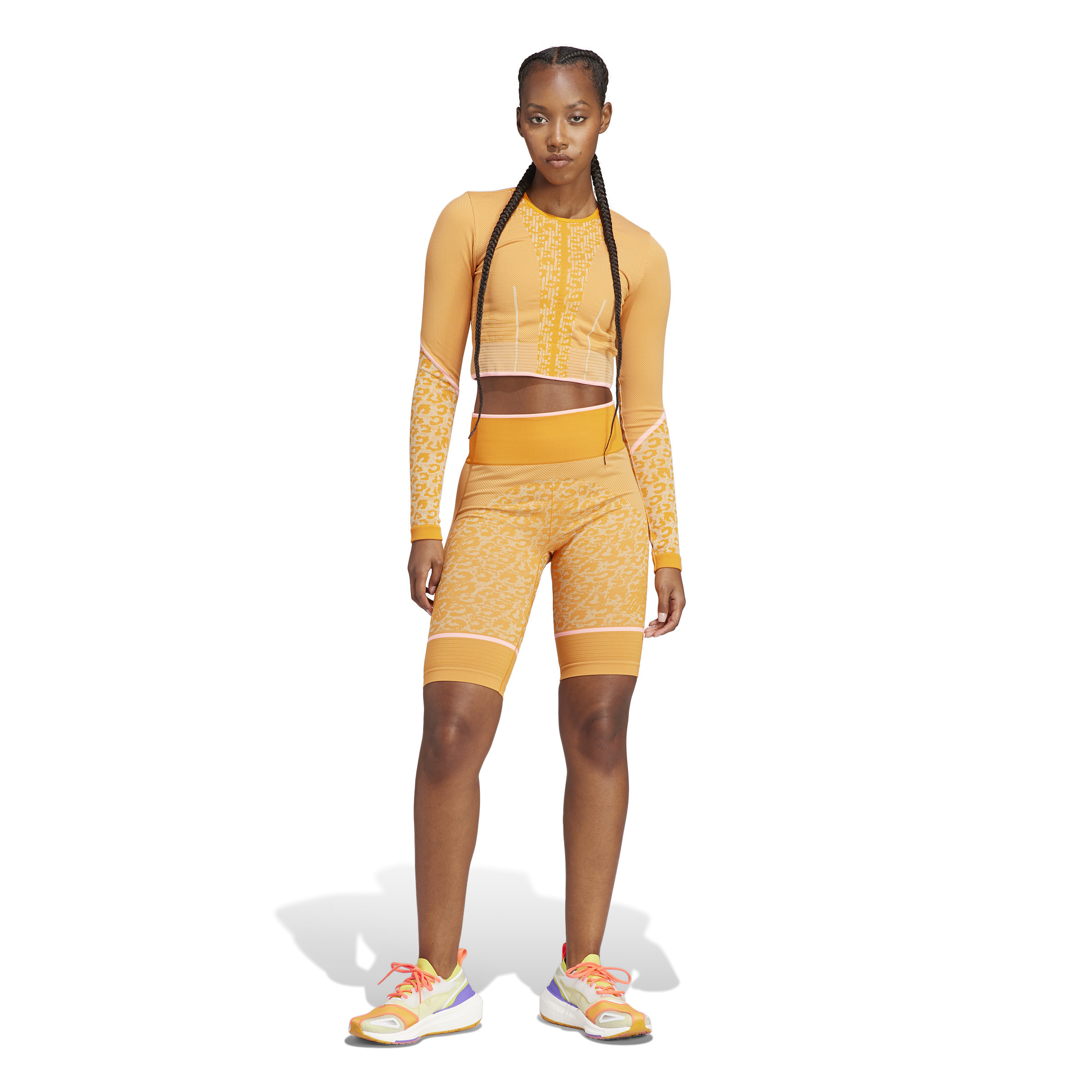 Adidas by Stella McCartney - TrueStrength Seamless Long Sleeve Yoga Top, Orange, large image number 3