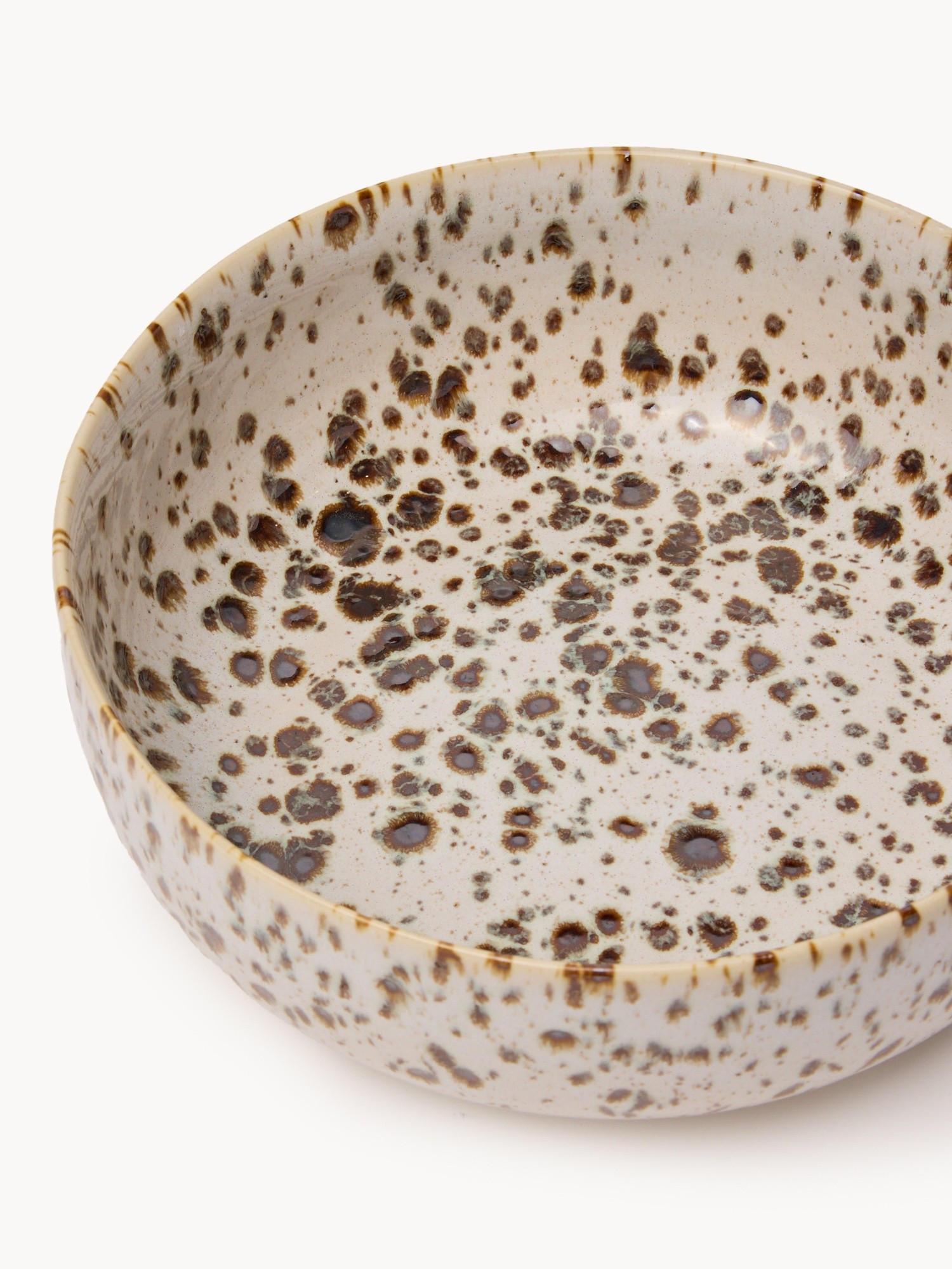 Insalatiera in ceramica finitura in smalto reattivo, Bianco/Marrone, large image number 1