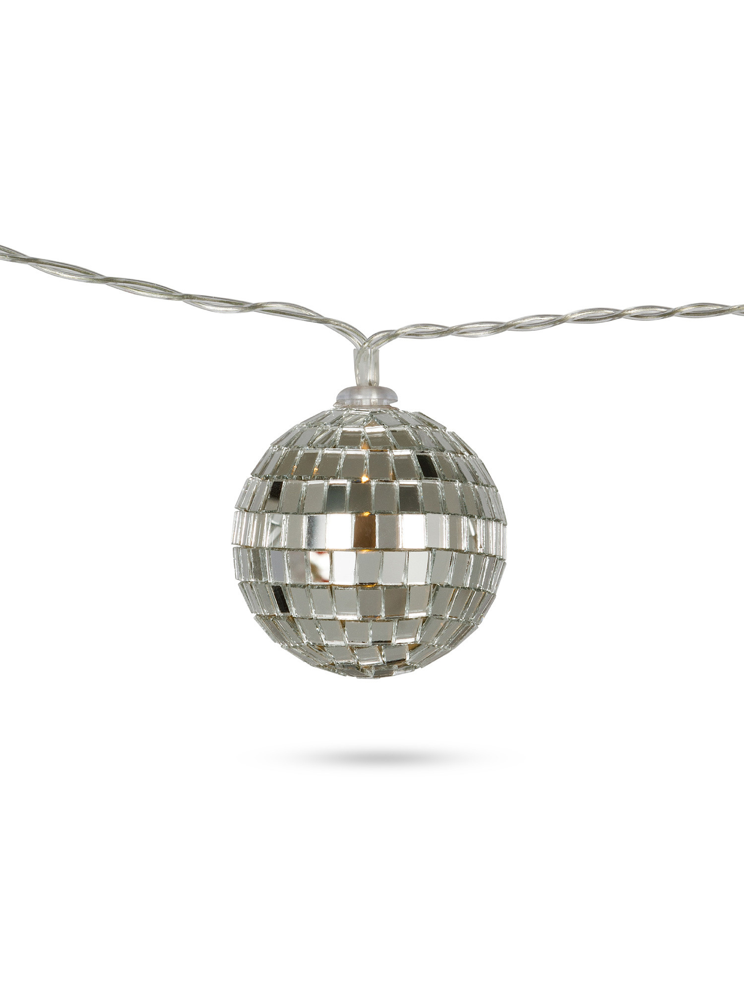 10 LED mirror ball chain, Silver Grey, large