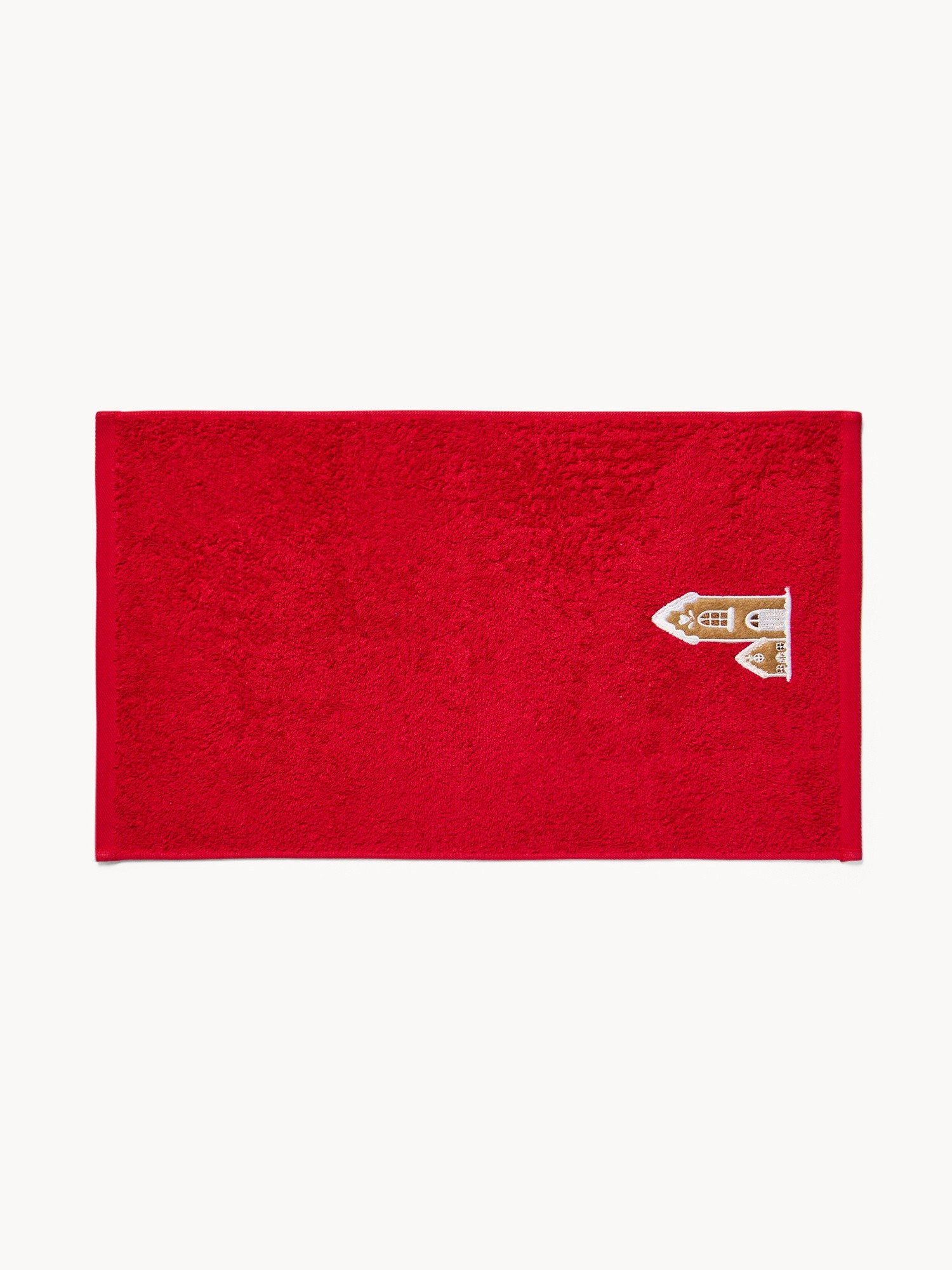 Set 2 asciugamani in spugna di cotone con casette ricamate, Rosso, large image number 1