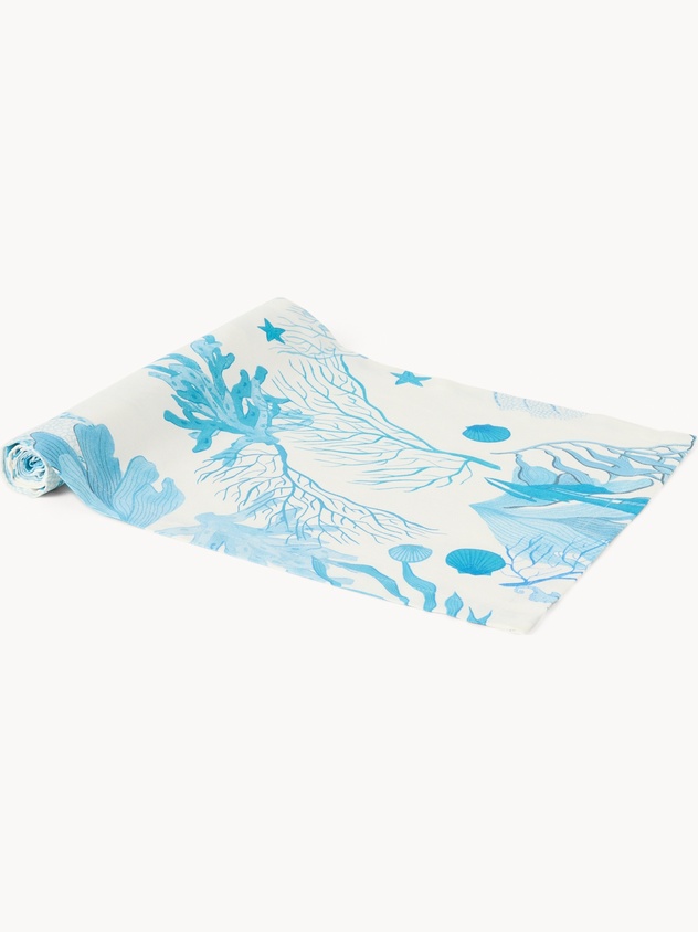 Panama Cotton Table Runner with Marine Print - Introductory Price