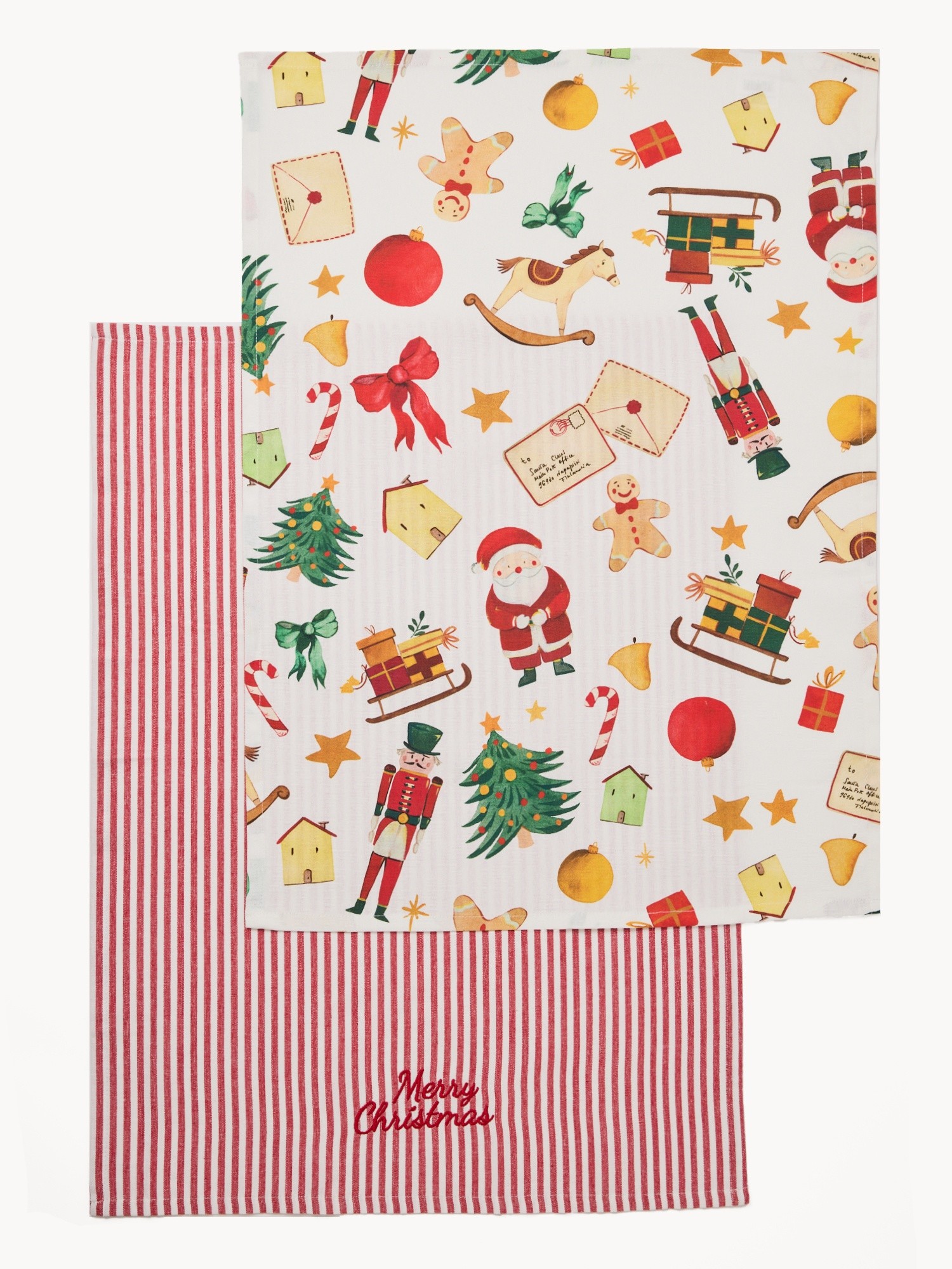 Set 3 strofinacci in puro cotone con scatola regalo, Bianco/Rosso, large image number 2