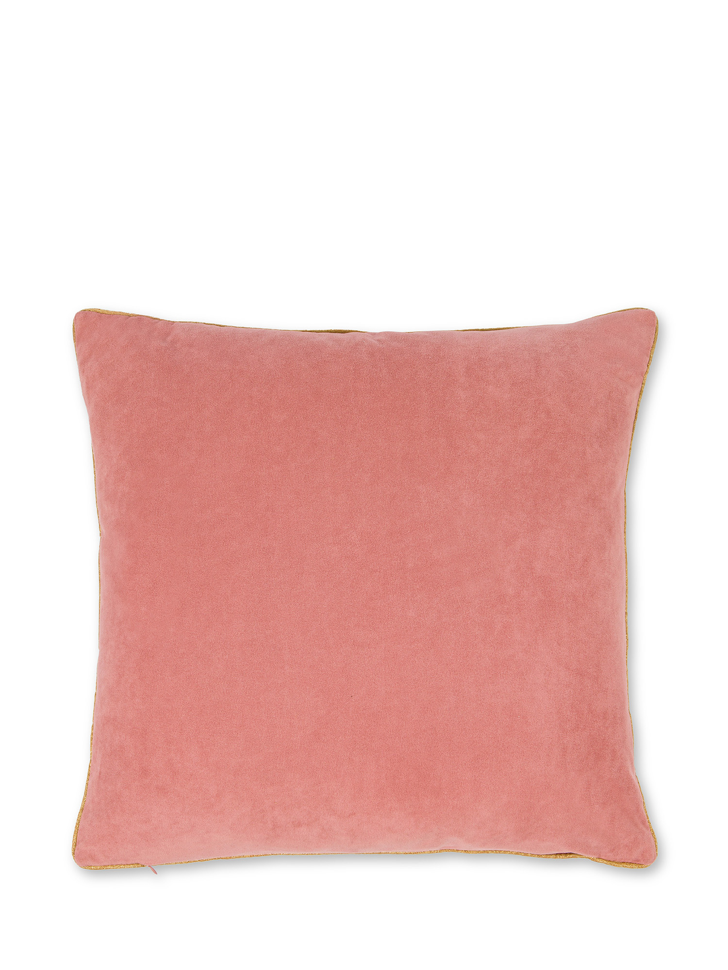 Velvet cushion embroidered with piping 45X45cm, Pink, large image number 1