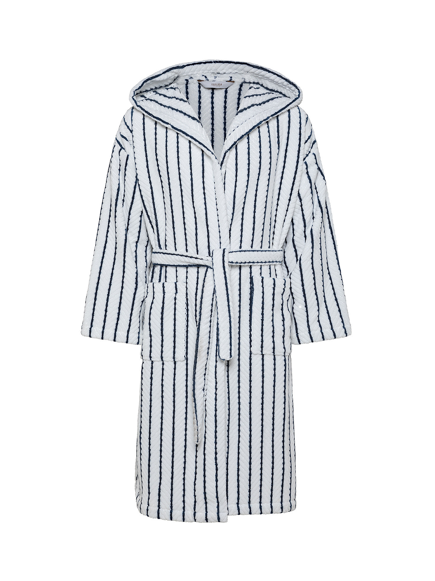 Striped velor cotton bathrobe, Blue, large image number 0