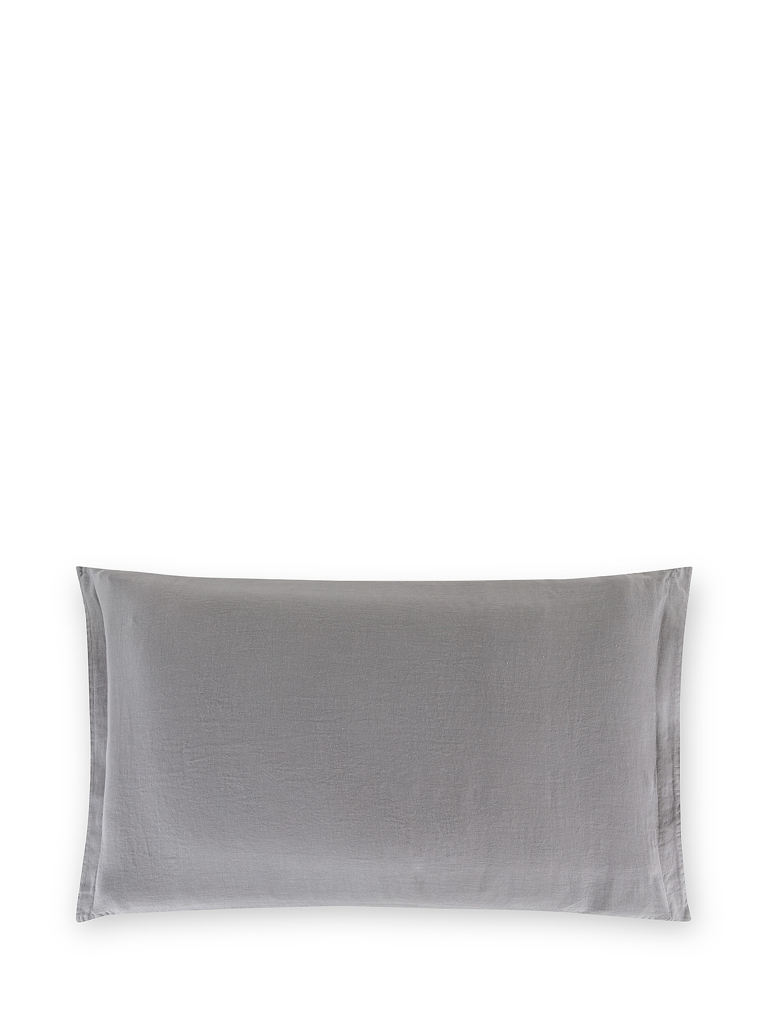 Zefiro plain color linen and cotton pillowcase, Dark Grey, large image number 0