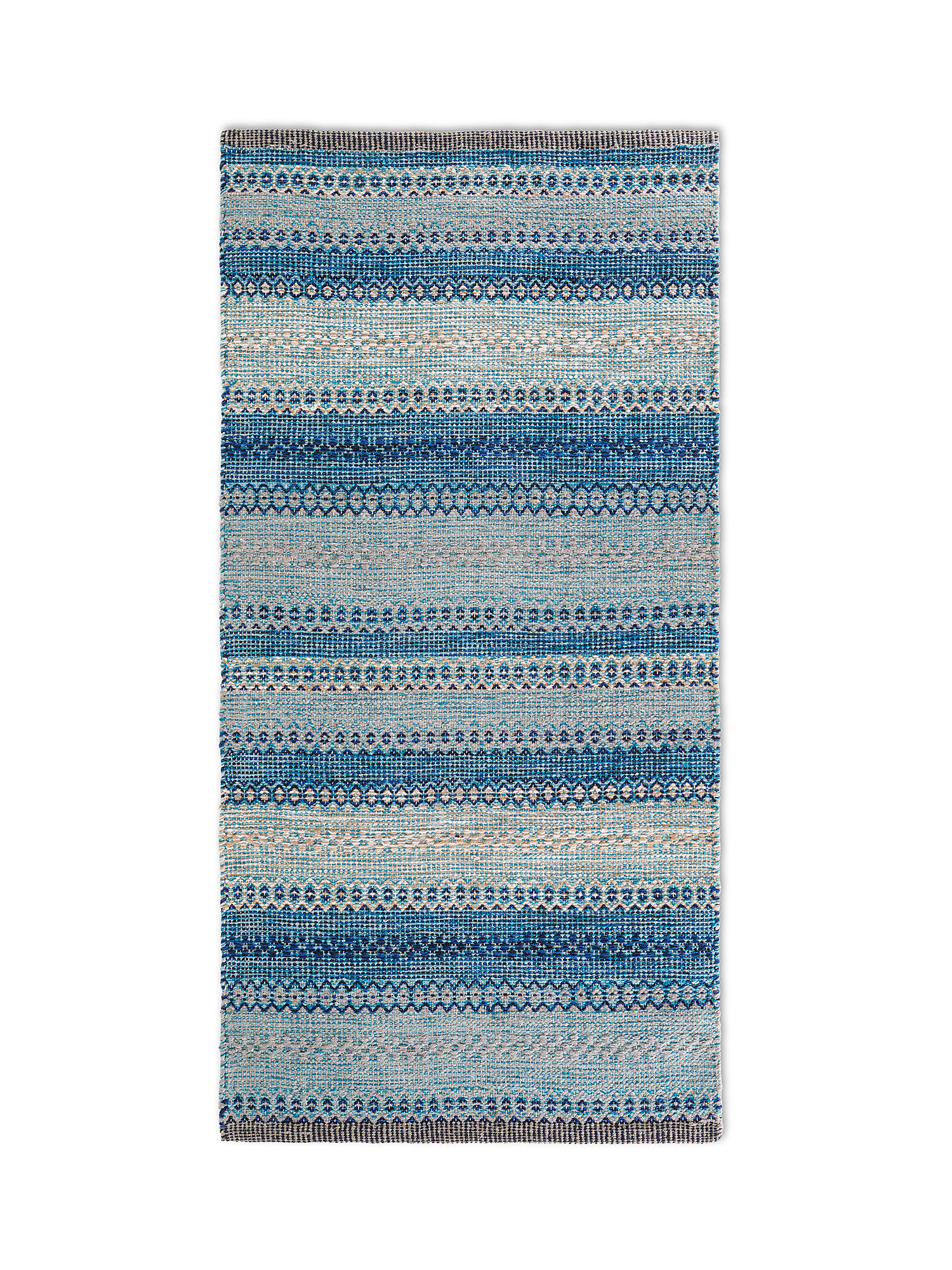 Pure cotton kitchen rug with geometric pattern, Blue, large image number 0