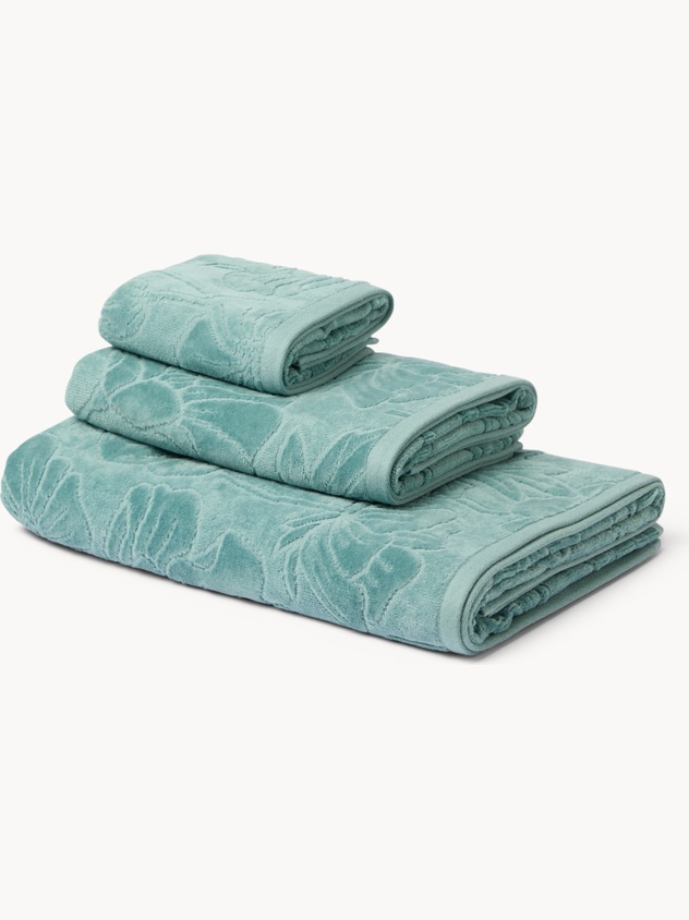 Asciugamano con fantasia floreale in puro cotone velour - Prezzo di lancio