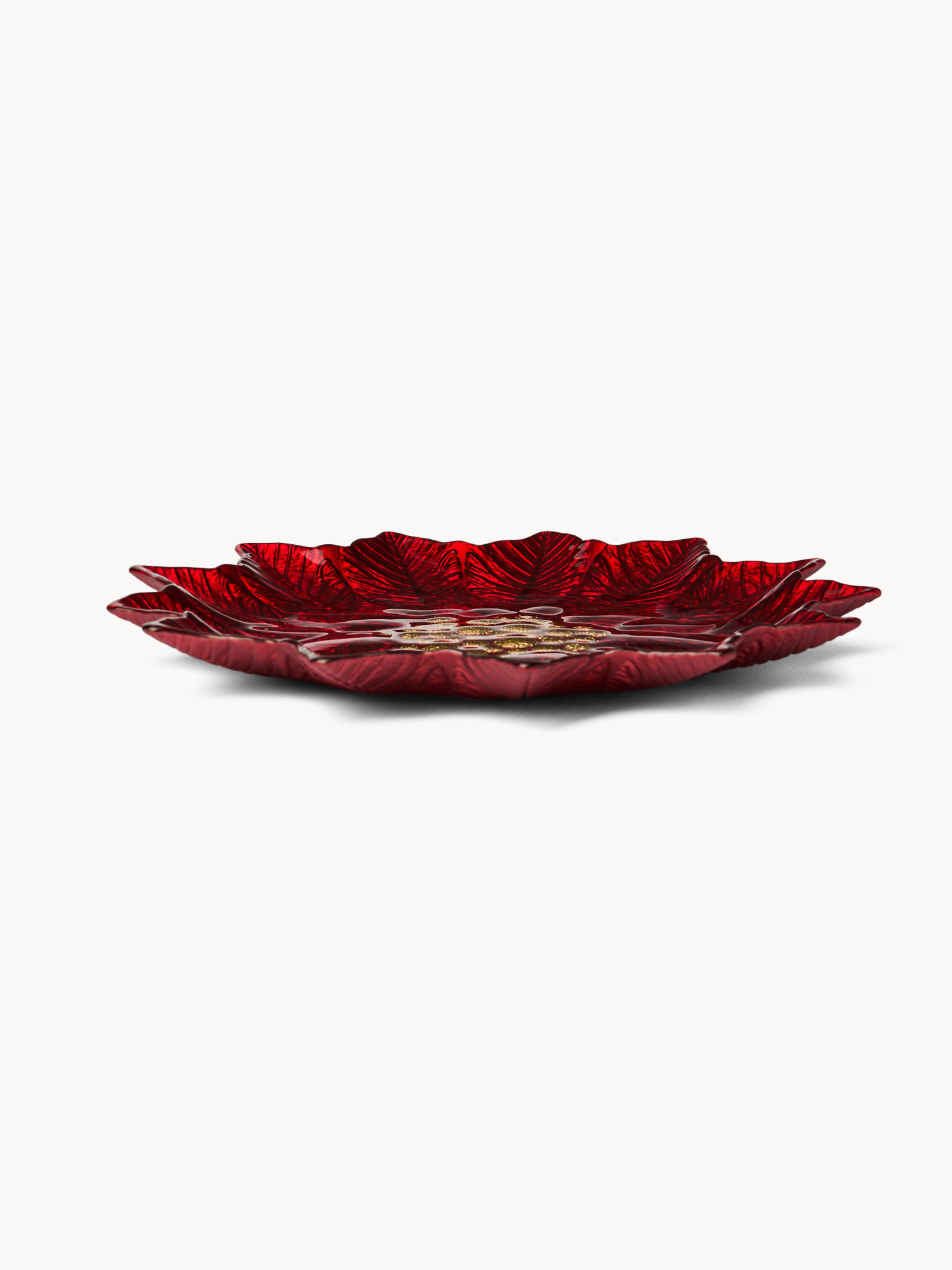 Glass serving plate with a Christmas star design, Red, large image number 0