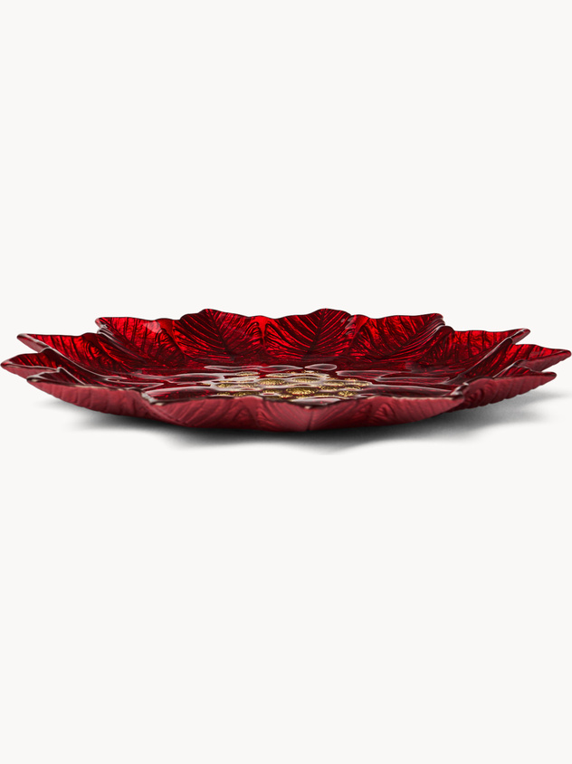 Glass serving plate with a Christmas star design