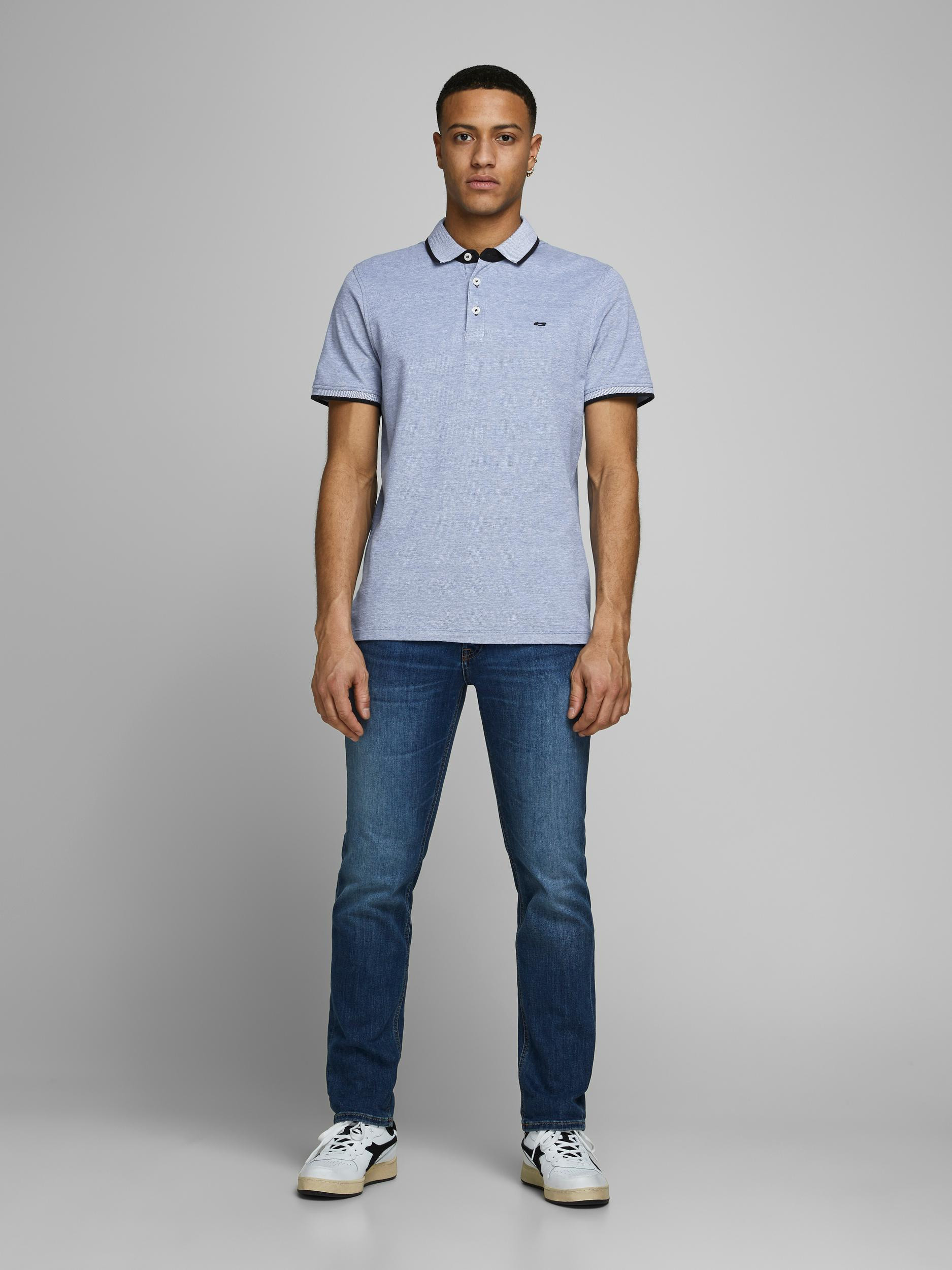 Jack & Jones - Slim fit polo shirt in cotton, Light Blue, large image number 1