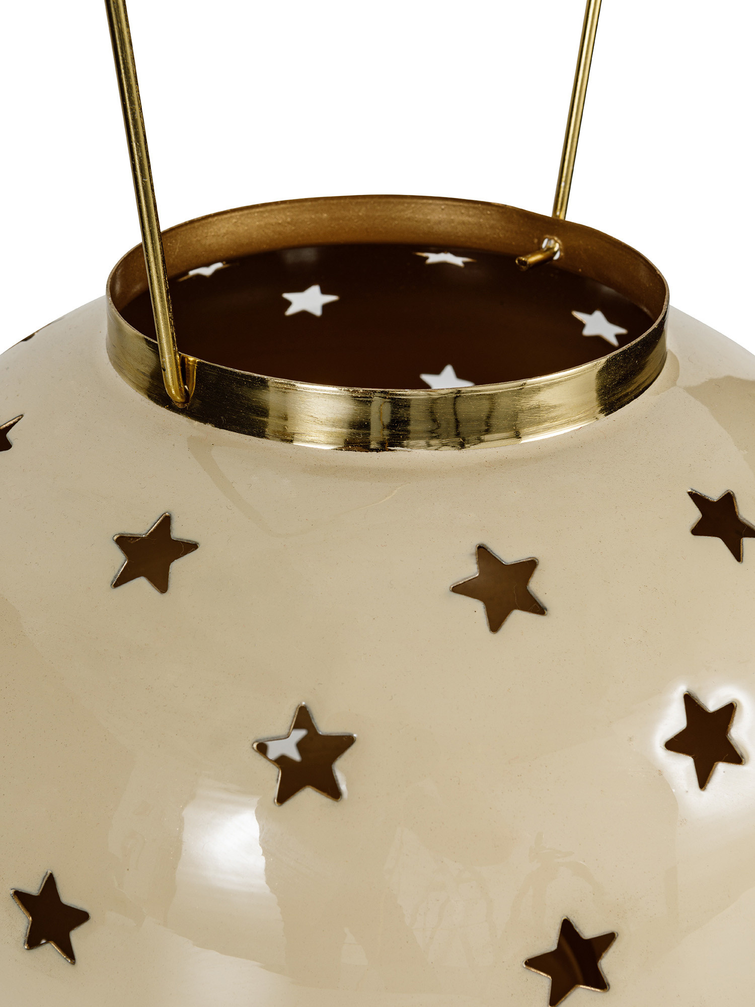 Round lantern with perforated stars, White, large image number 1