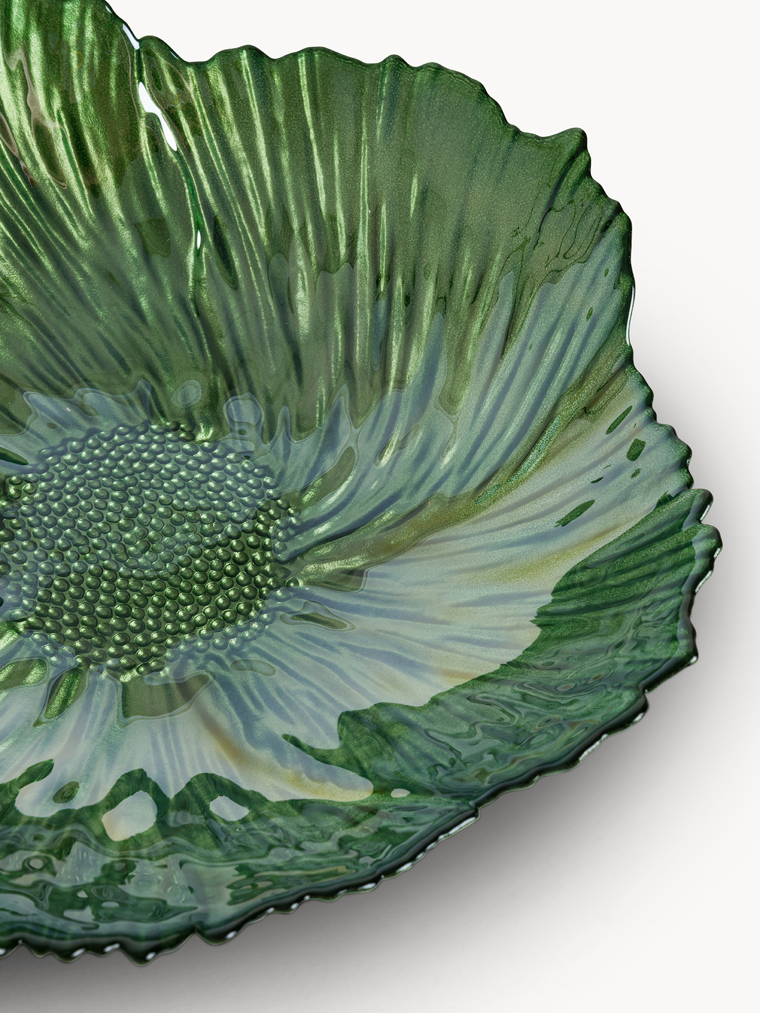 Coppa in vetro a forma fiore, Verde, large image number 1