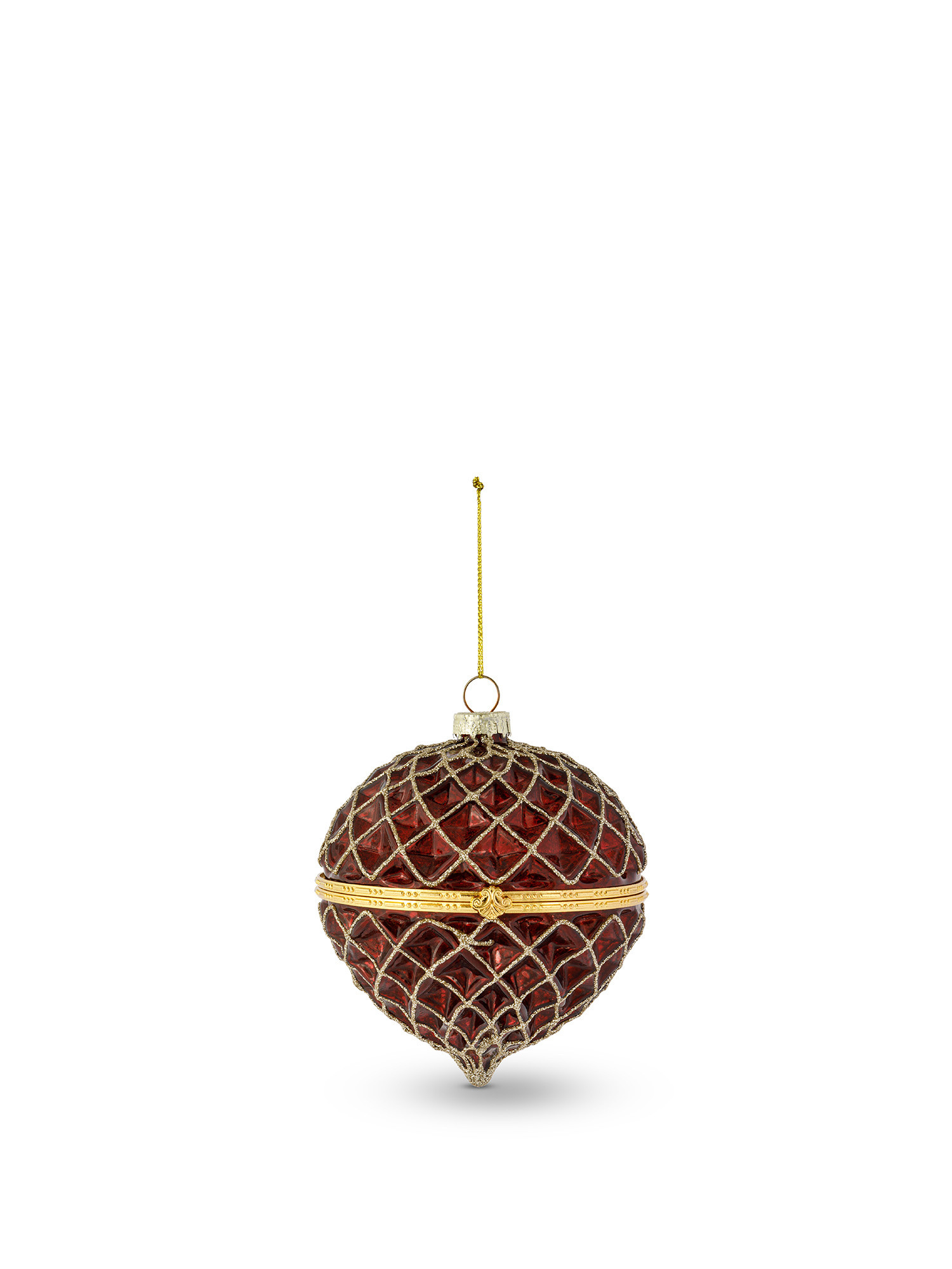 Tree decoration in the shape of a pine cone in glass, Red, large image number 0