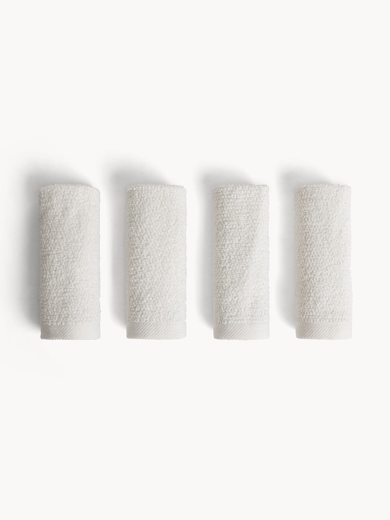 Basket of 4 plain cotton washcloths, White, large image number 0