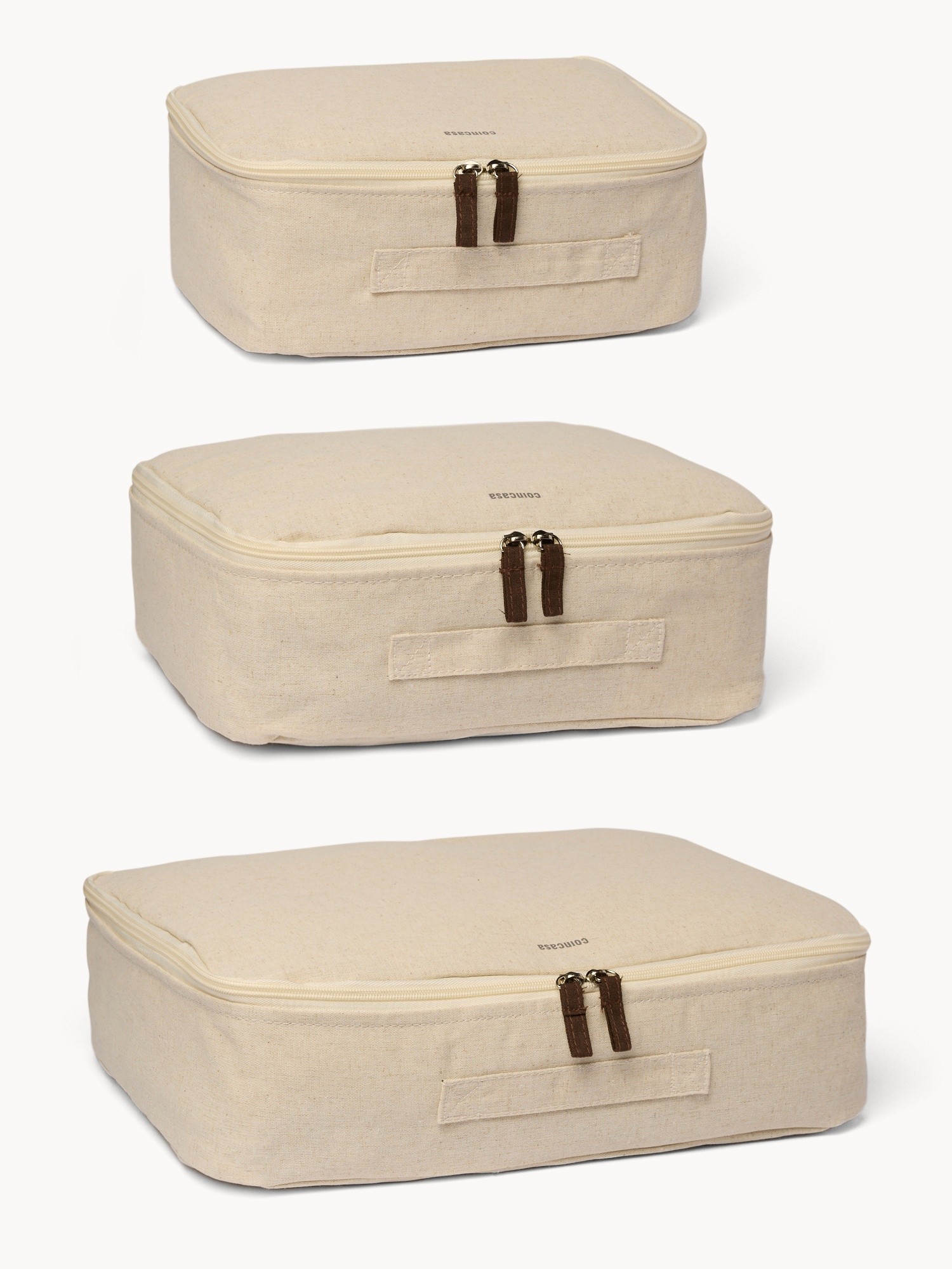 Set of 3 zippered organizers, Light Beige, large image number 0