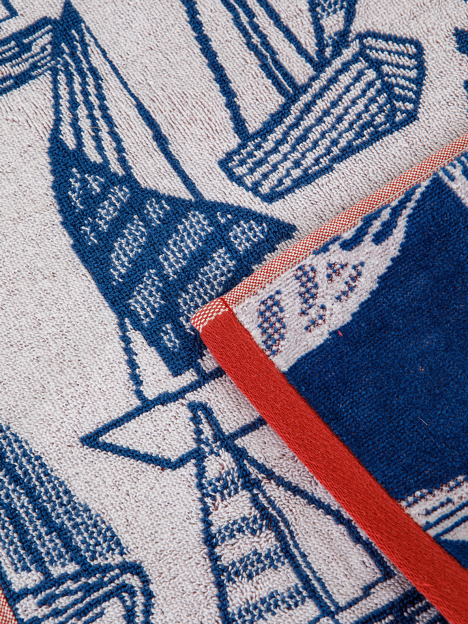 Cotton velor towel with boat motif, Blue, large image number 2