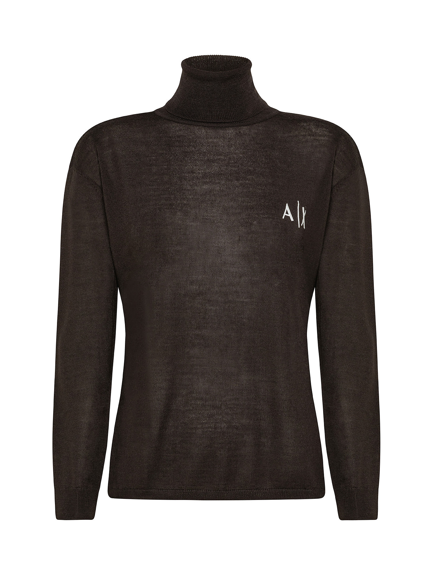 Turtleneck sweater with logo, Dark Brown, large image number 0