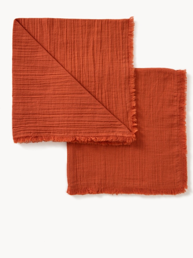 Set of 2 cotton muslin napkins with fringe