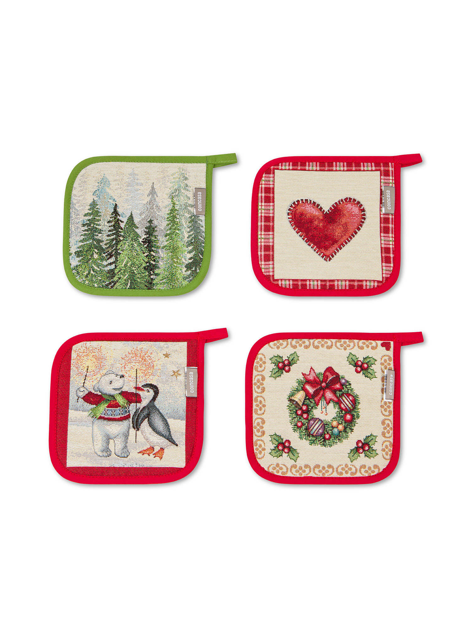 Christmas motif gobelin fabric pot holder set, Multicolor, large image number 0