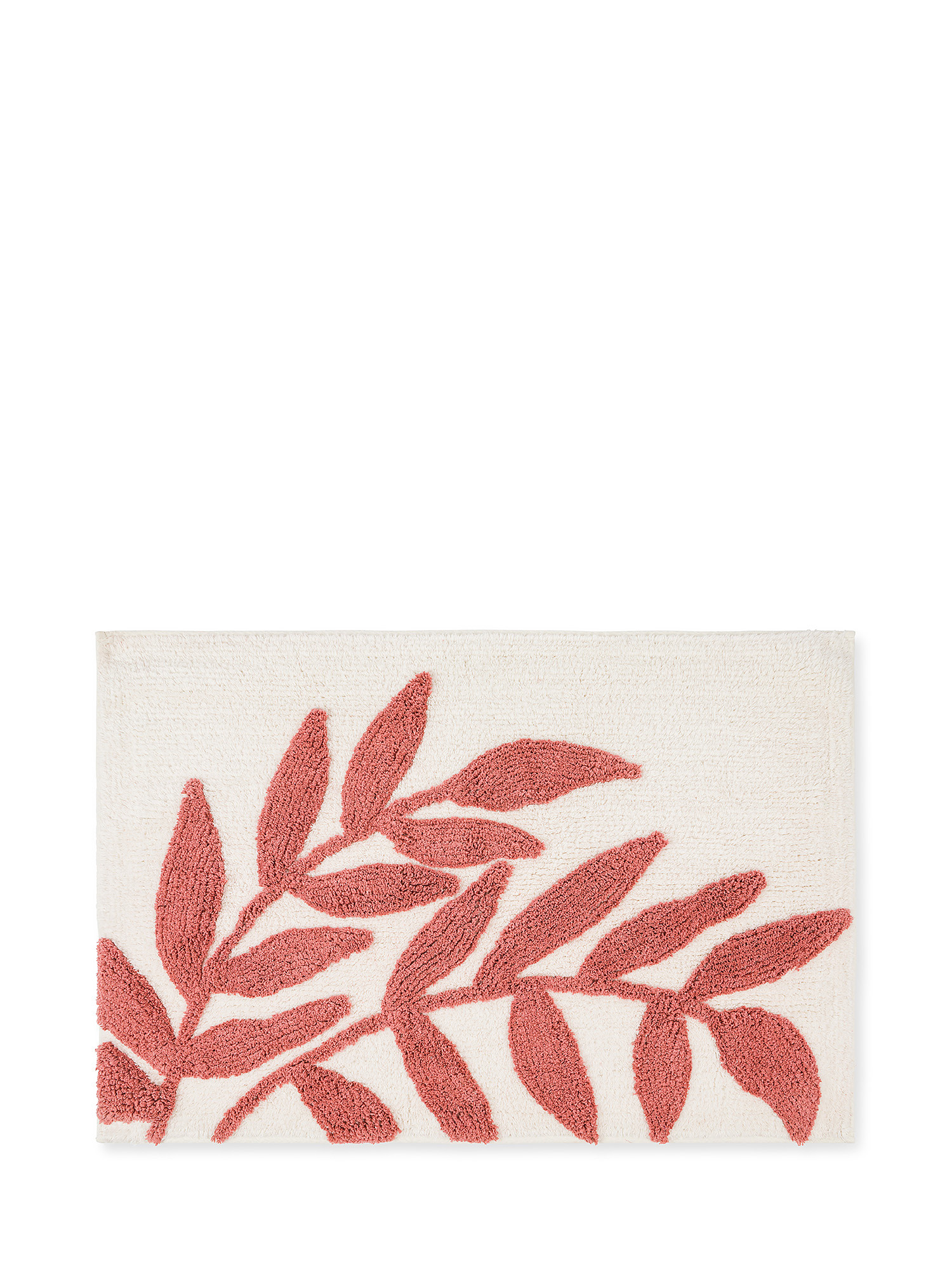 Cotton bathroom rug with leaves motif, Brown, large image number 0