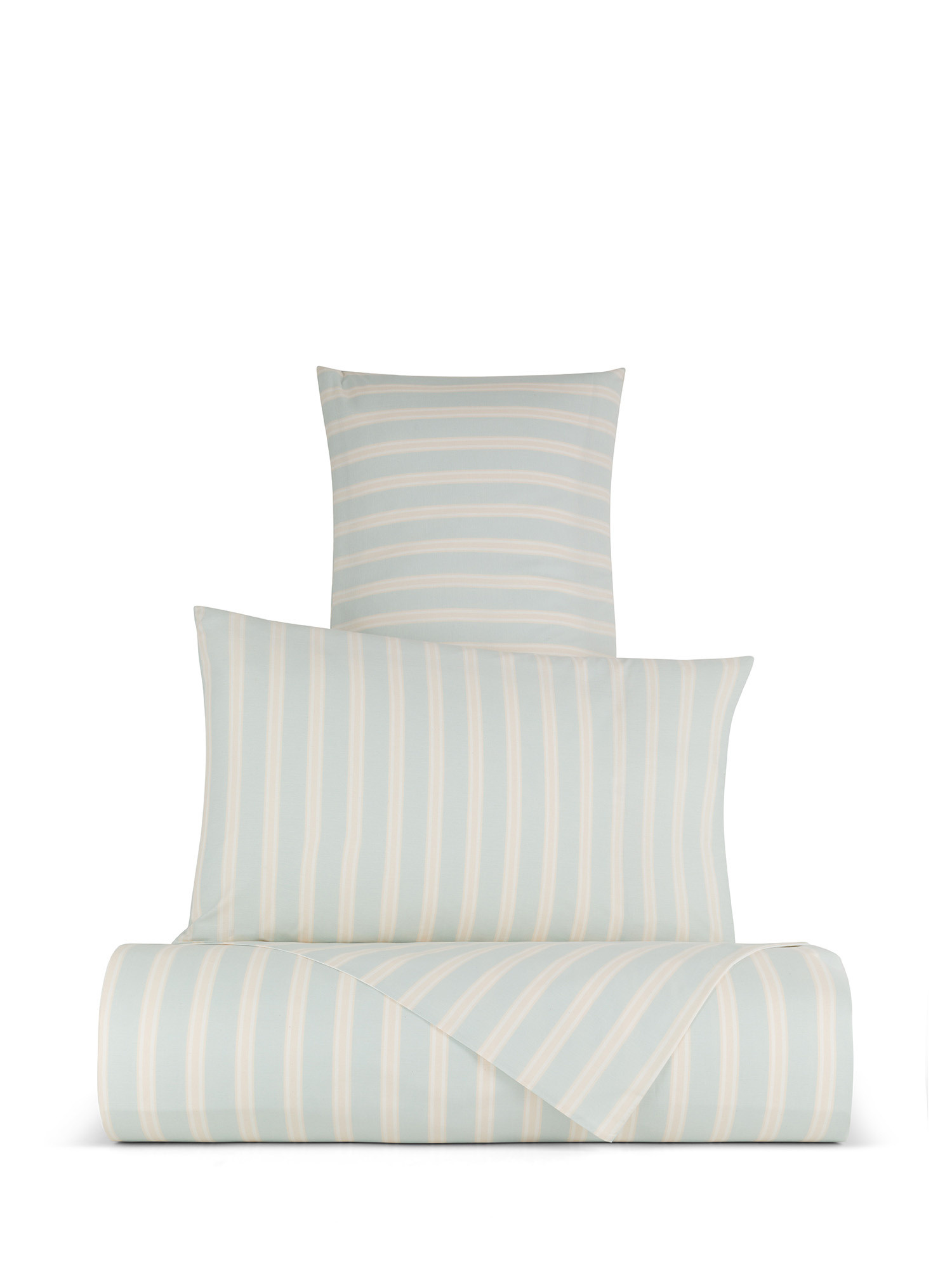 Striped yarn-dyed cotton duvet cover set, Light Blue, large image number 0