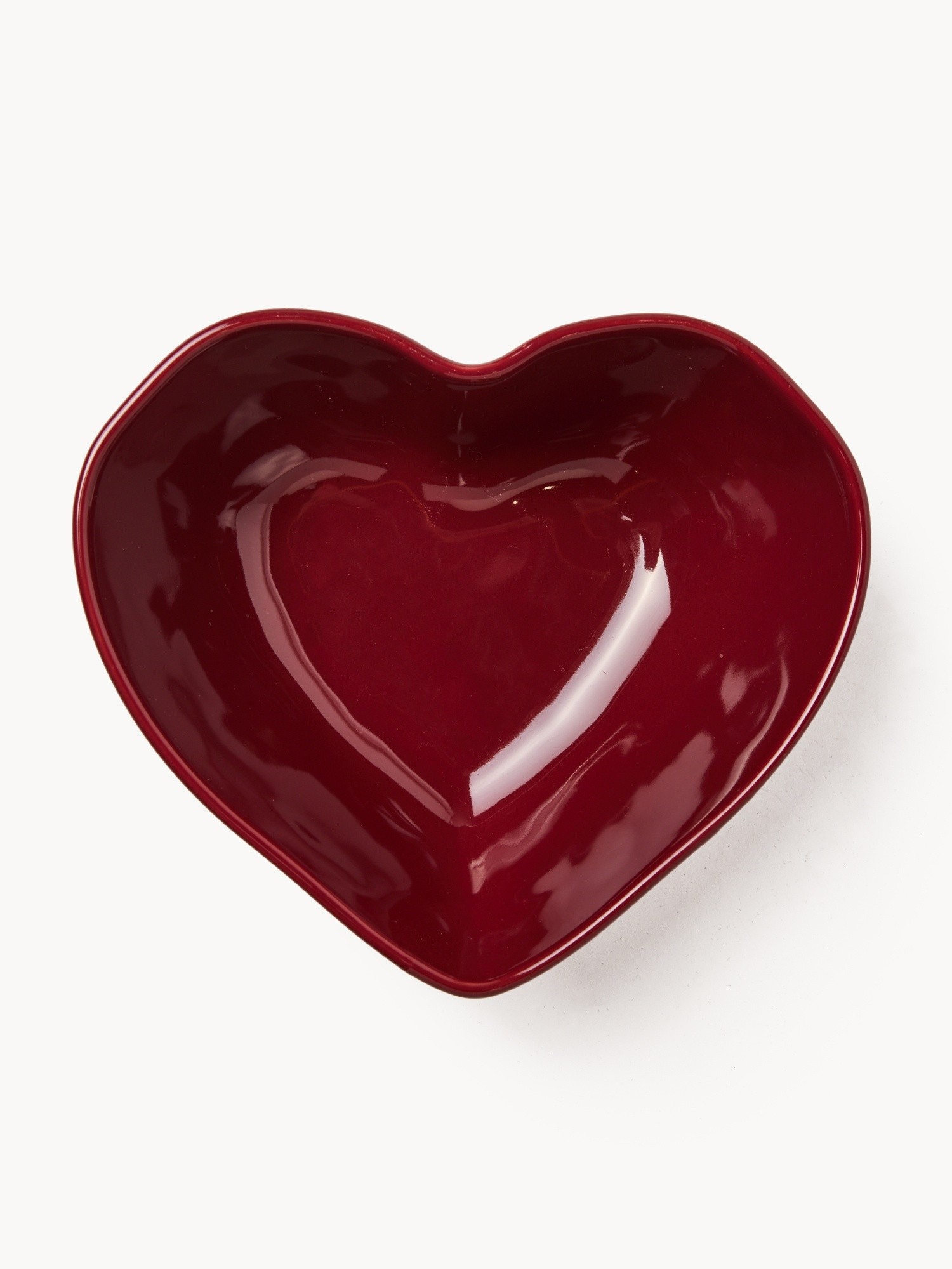 Coppetta in ceramica a forma di cuore, Rosso Bordeaux, large image number 1