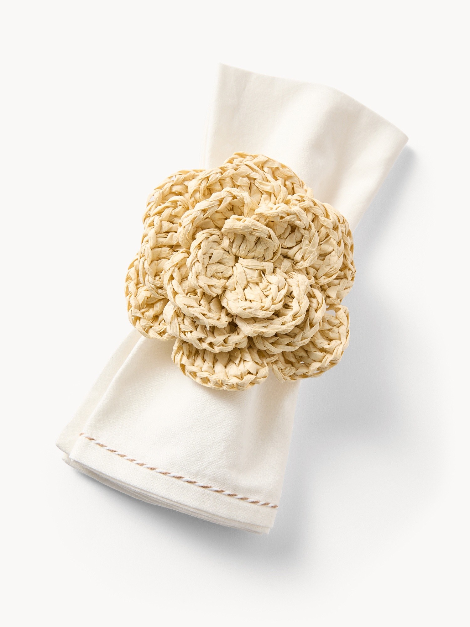 Flower-shaped napkin ring, Natural, large image number 1