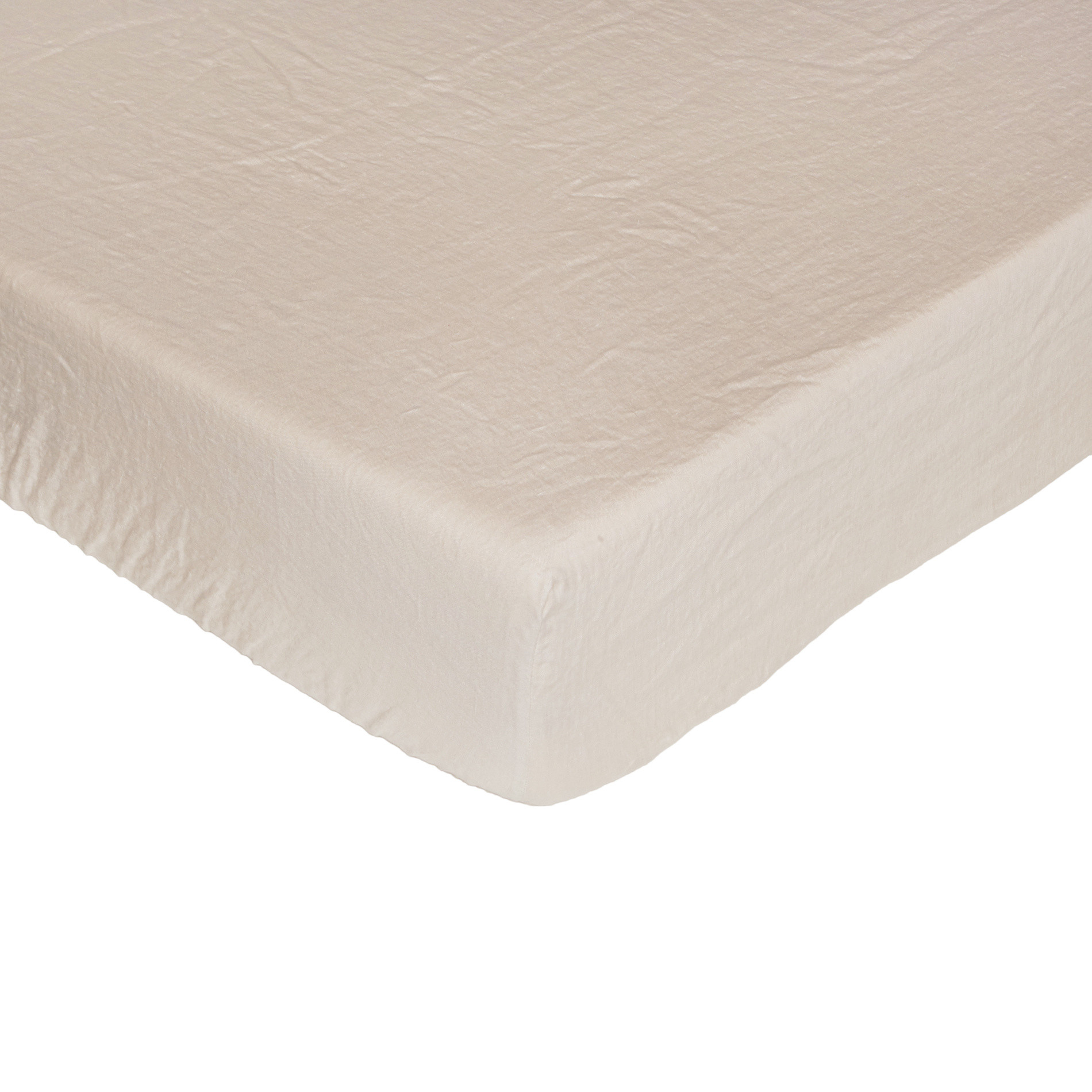 Plain fitted sheet in 145 g linen, Beige, large image number 0