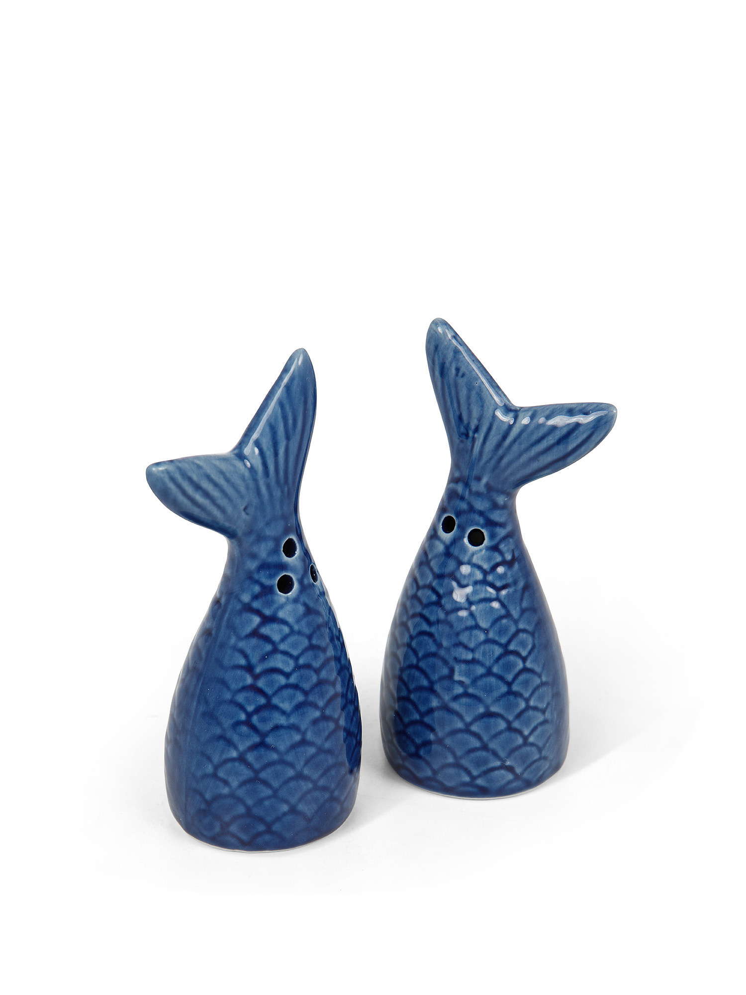 Porcelain mermaid tail salt and pepper set, Blue, large image number 1