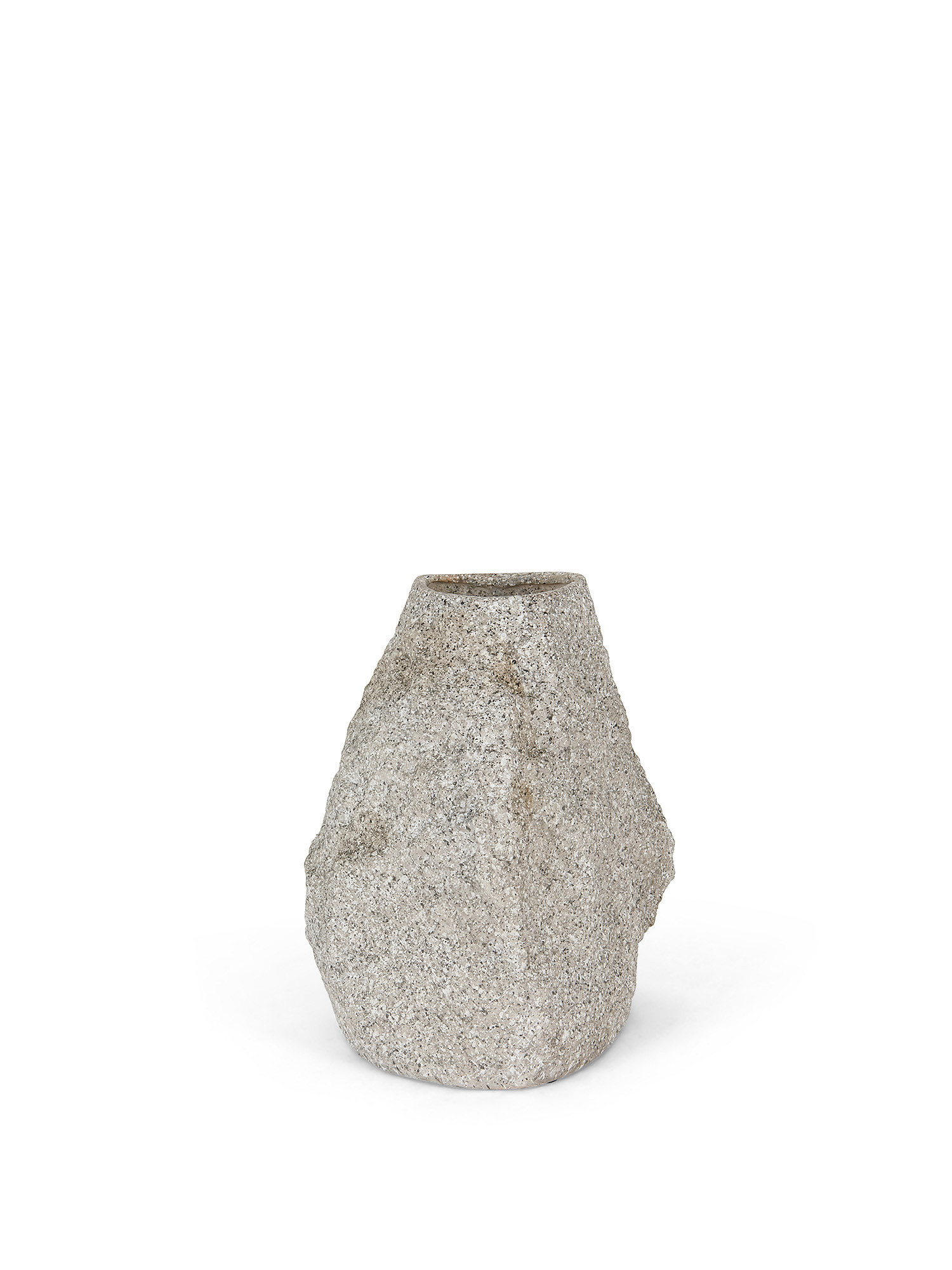 Vaso poliresina effetto roccia, Grigio, large image number 0