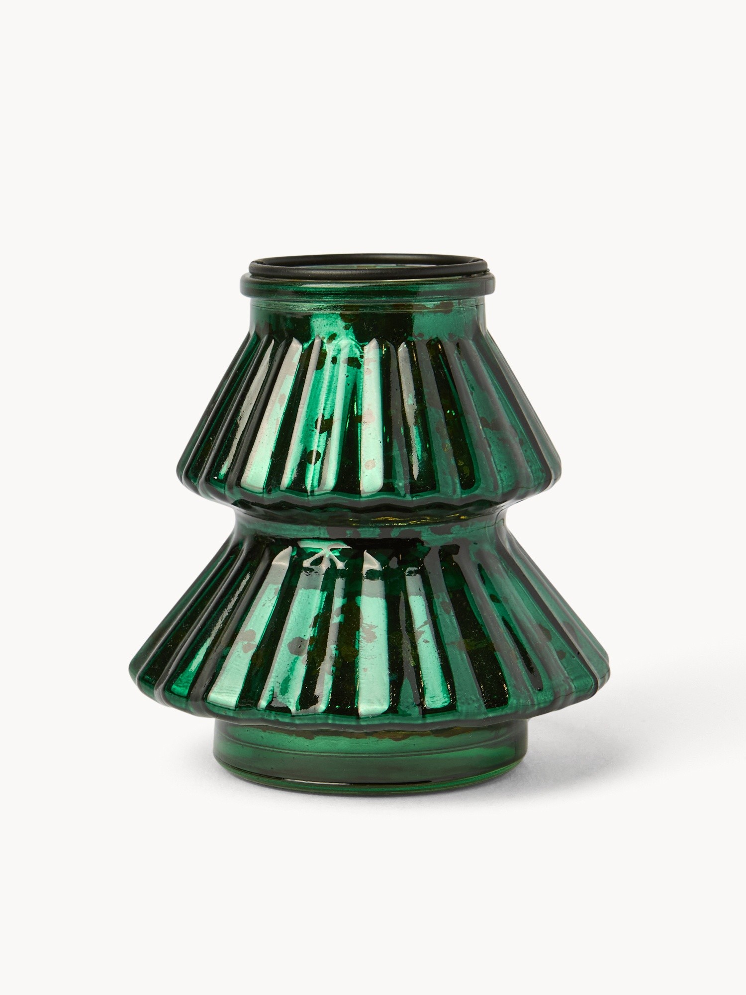 Porta t-light in vetro ad albero di Natale, Verde, large image number 0