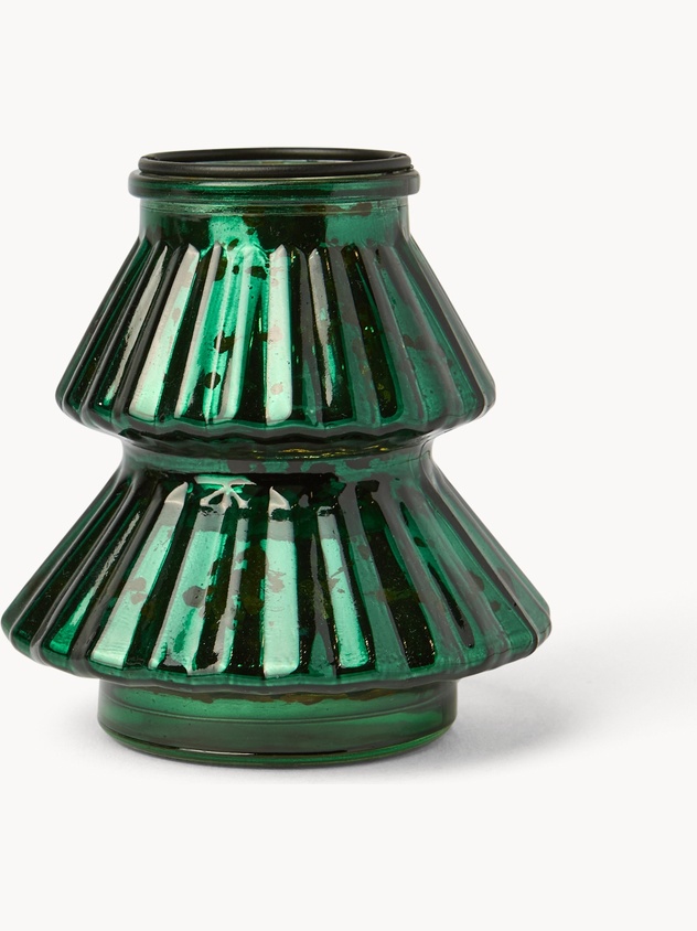 Porta t-light in vetro ad albero di Natale