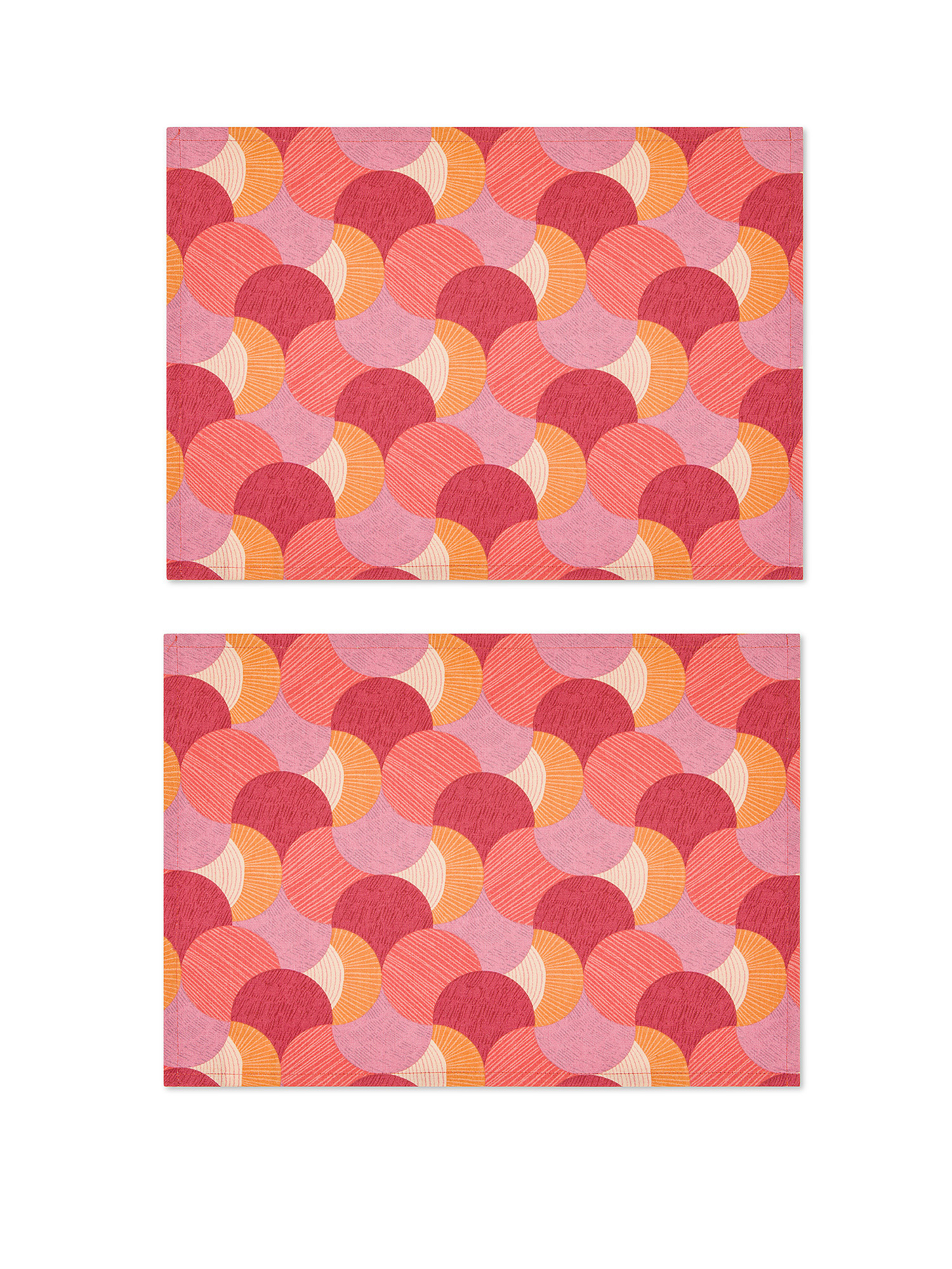 Set of 2 geometric print cotton placemats, Dark Pink, large image number 0