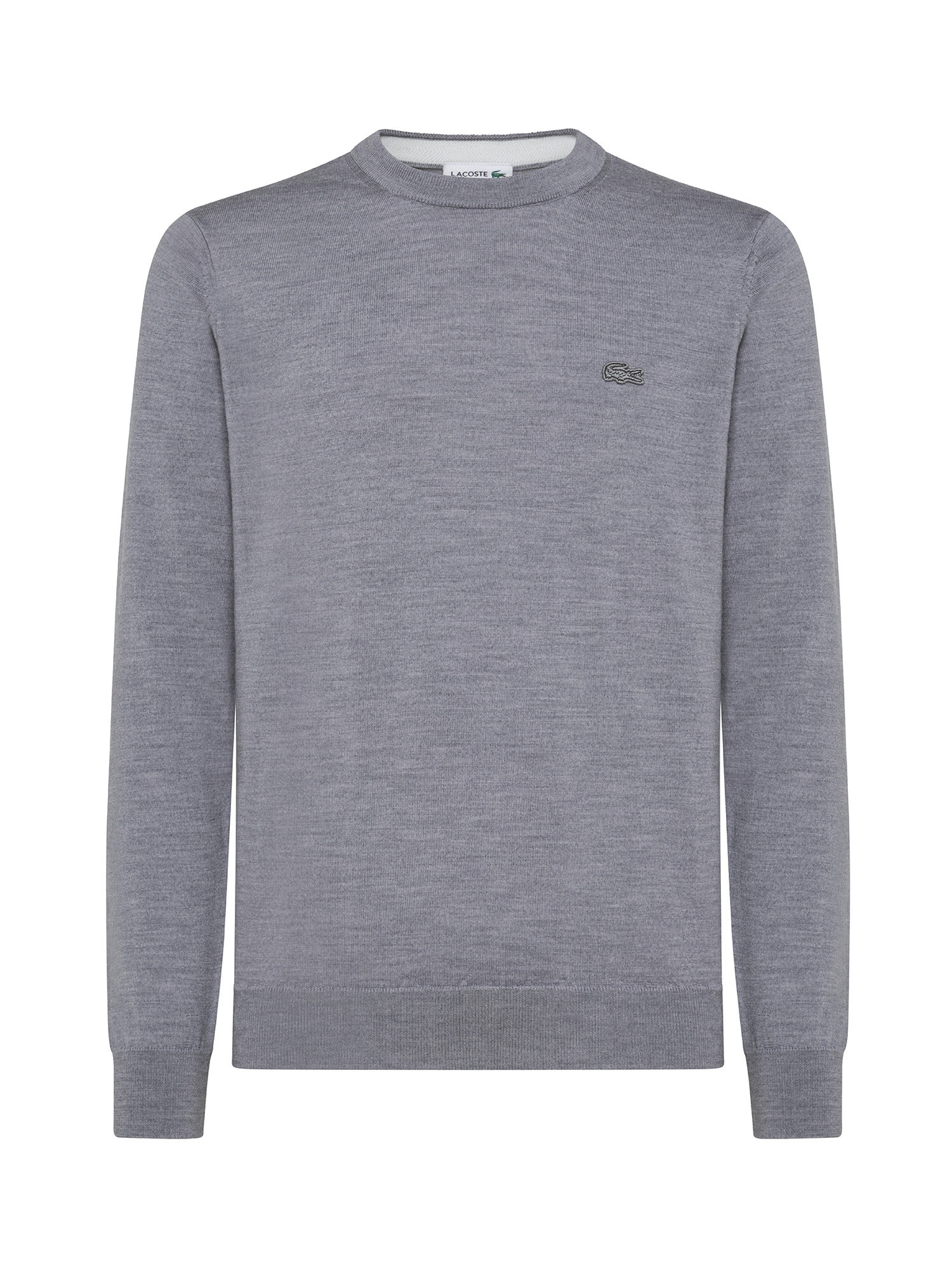 Lacoste - Merino wool pullover with round neck, Dark Grey, large image number 0