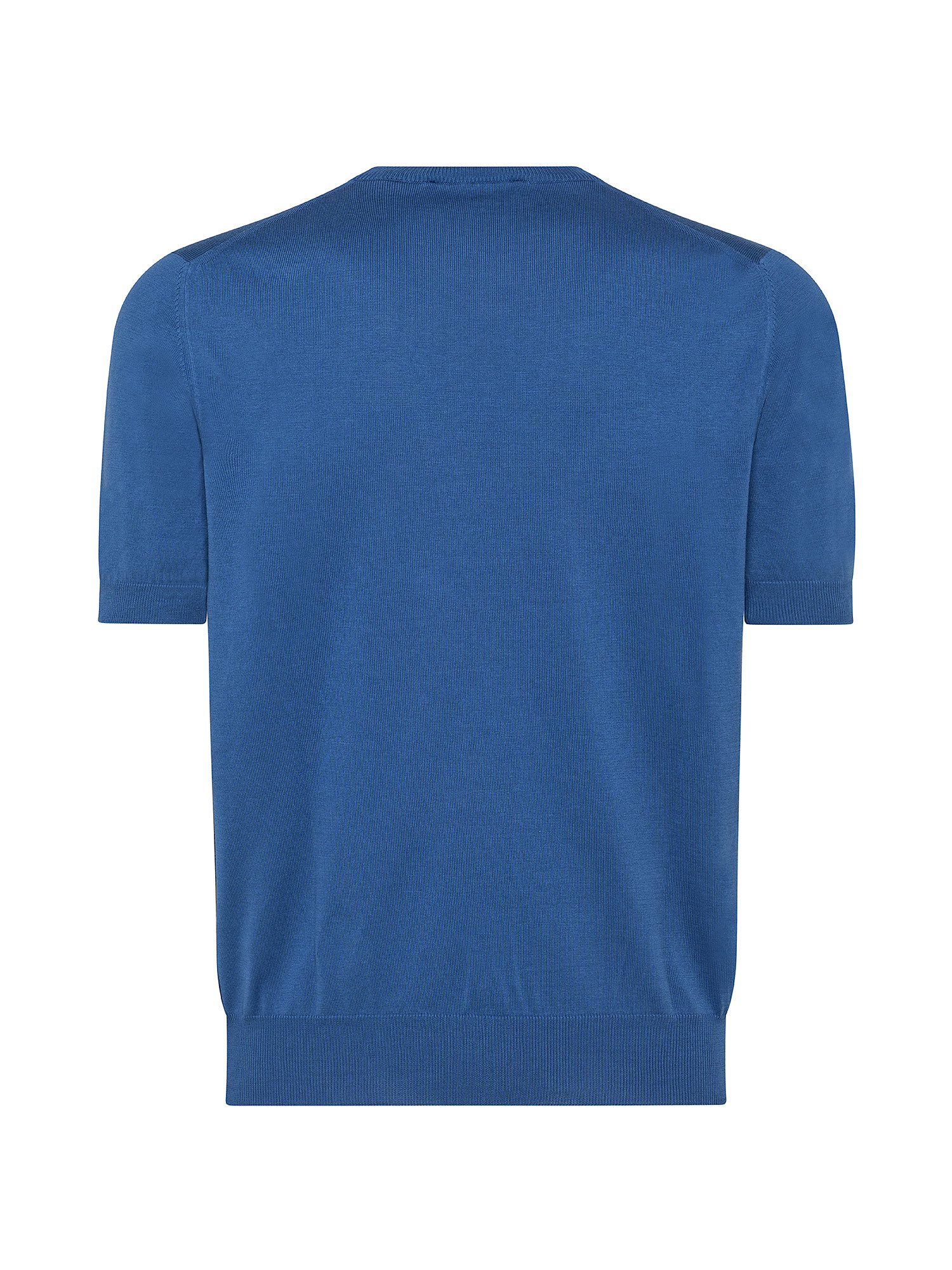 T-shirt in maglia a maniche corte in sottile cotone organico biologico effetto Vintage, Blu chiaro, large