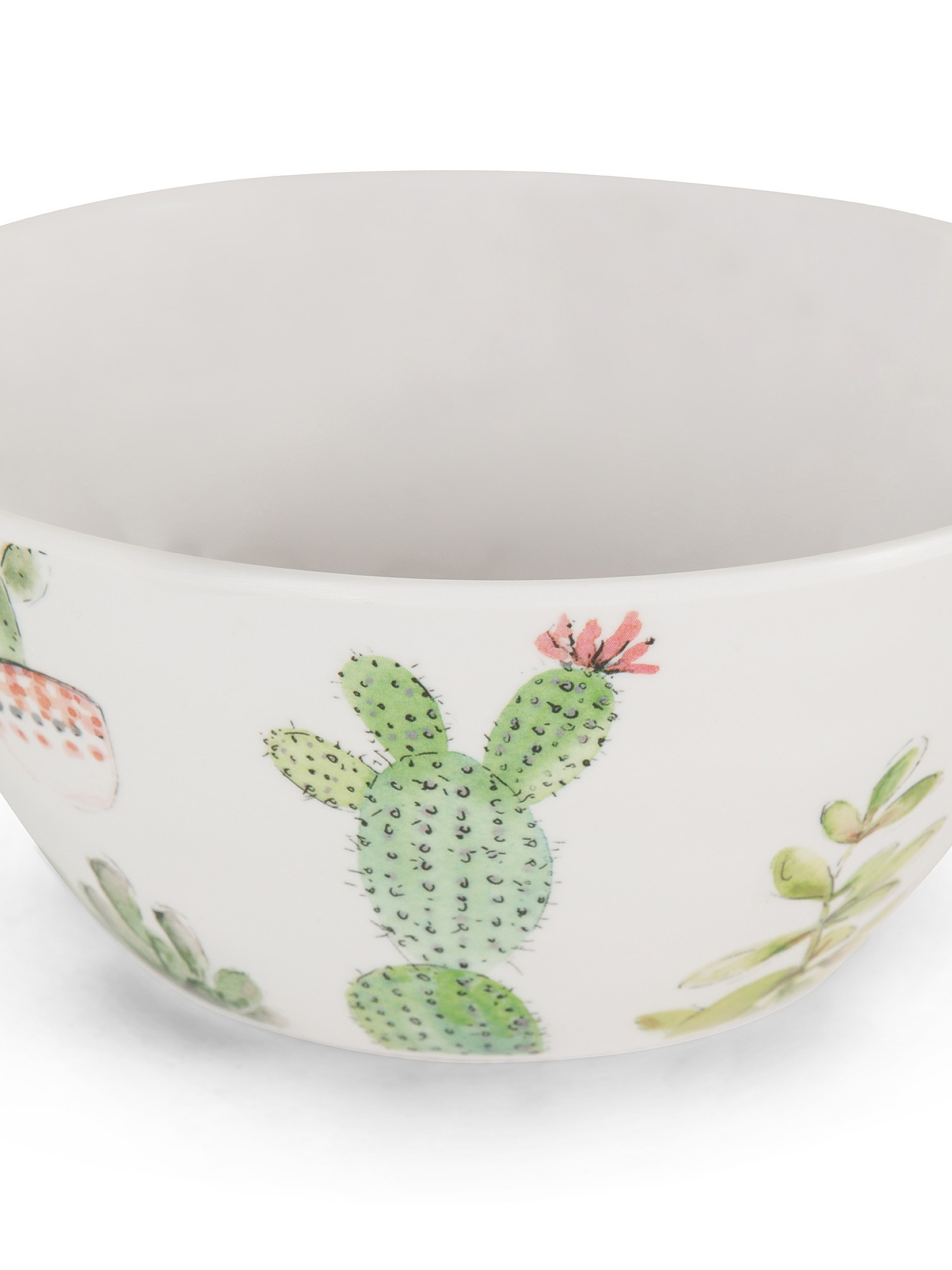 Melamine bowl with cactus motif, White, large image number 1