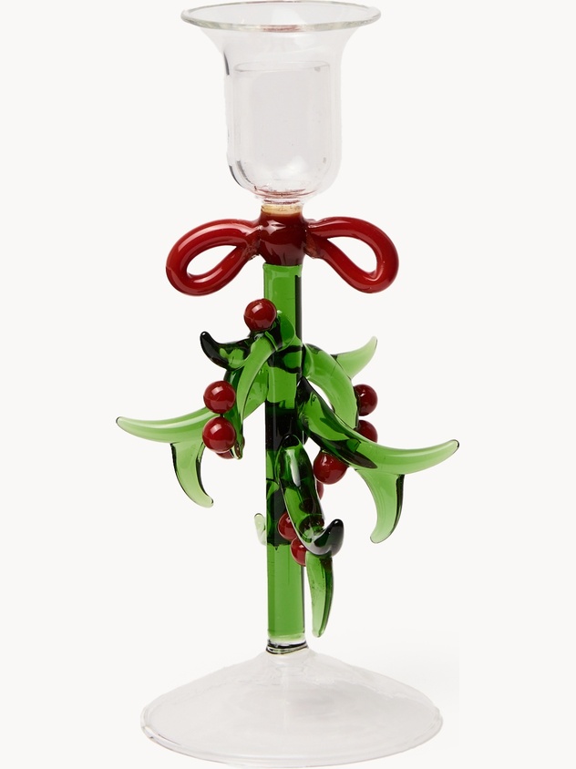 Solid-colored glass candlestick
