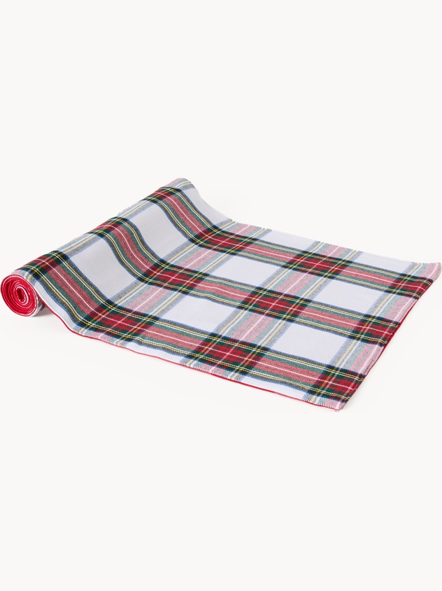 Runner in puro cotone tinto filo motivo tartan
