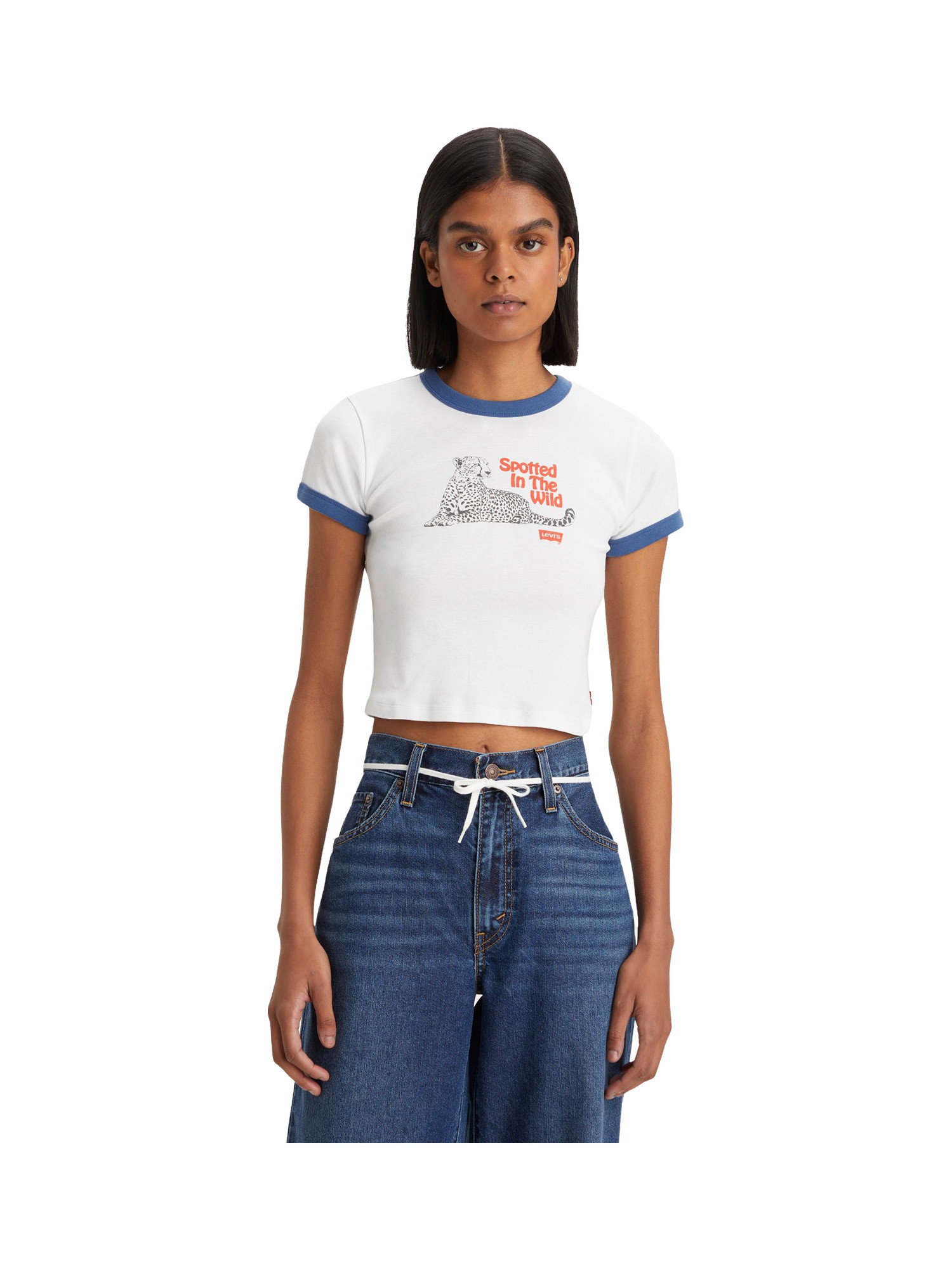 Levi's - T-shirt stampata ringer mini, Blu, large image number 4