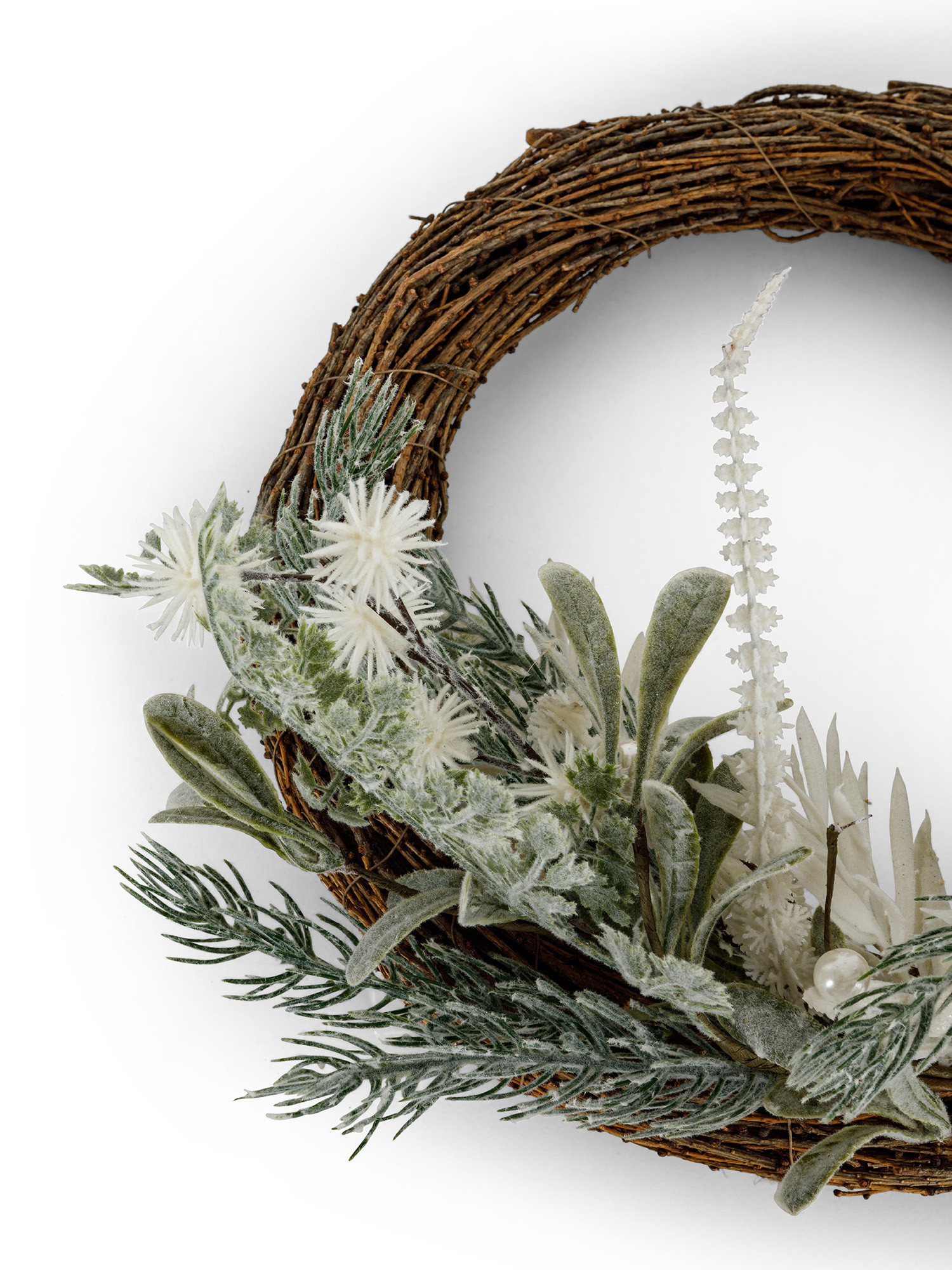 Branch wreath with mistletoe leaves, Light Green, large image number 1