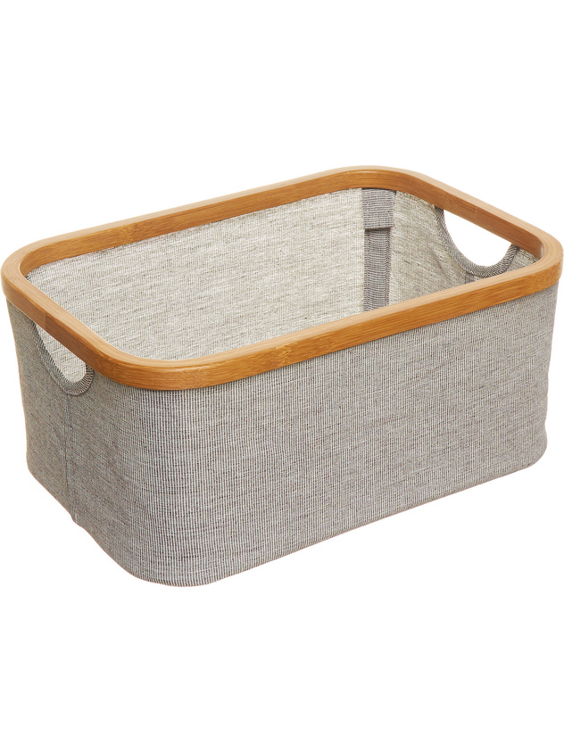 Cotton blend basket with bamboo edging