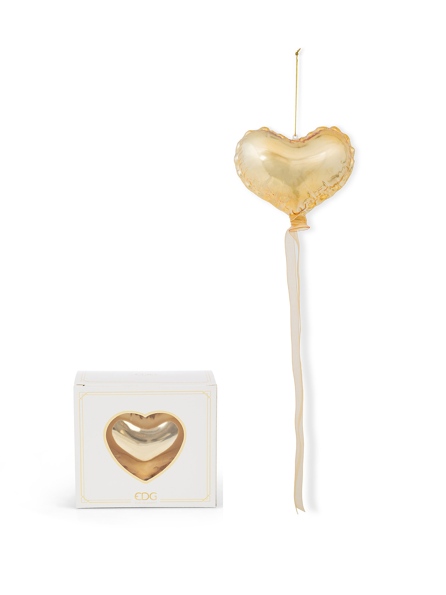 Heart-shaped glass decoration, Gold, large image number 0