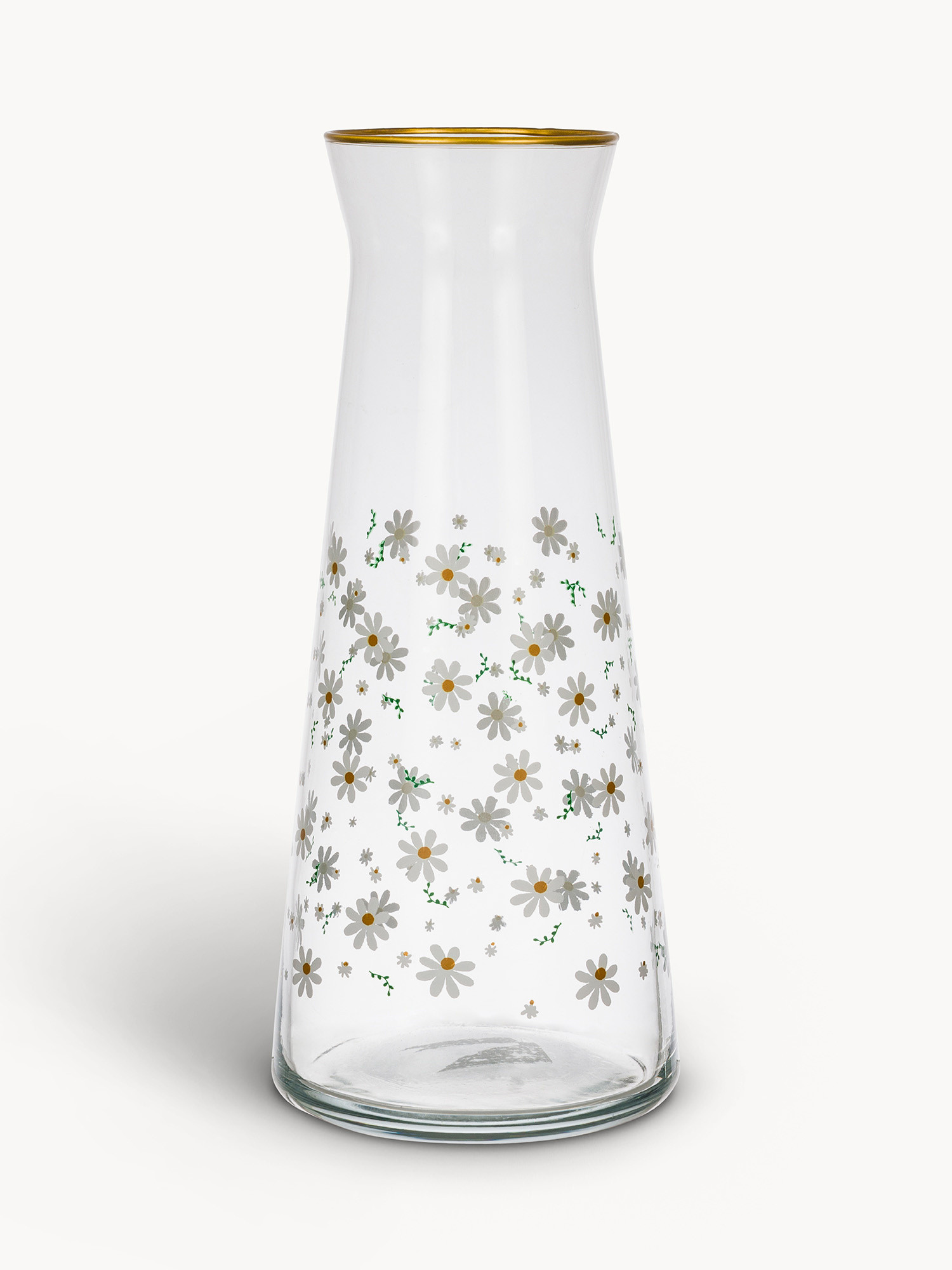 Glass carafe with daisies detail, Transparent, large image number 0