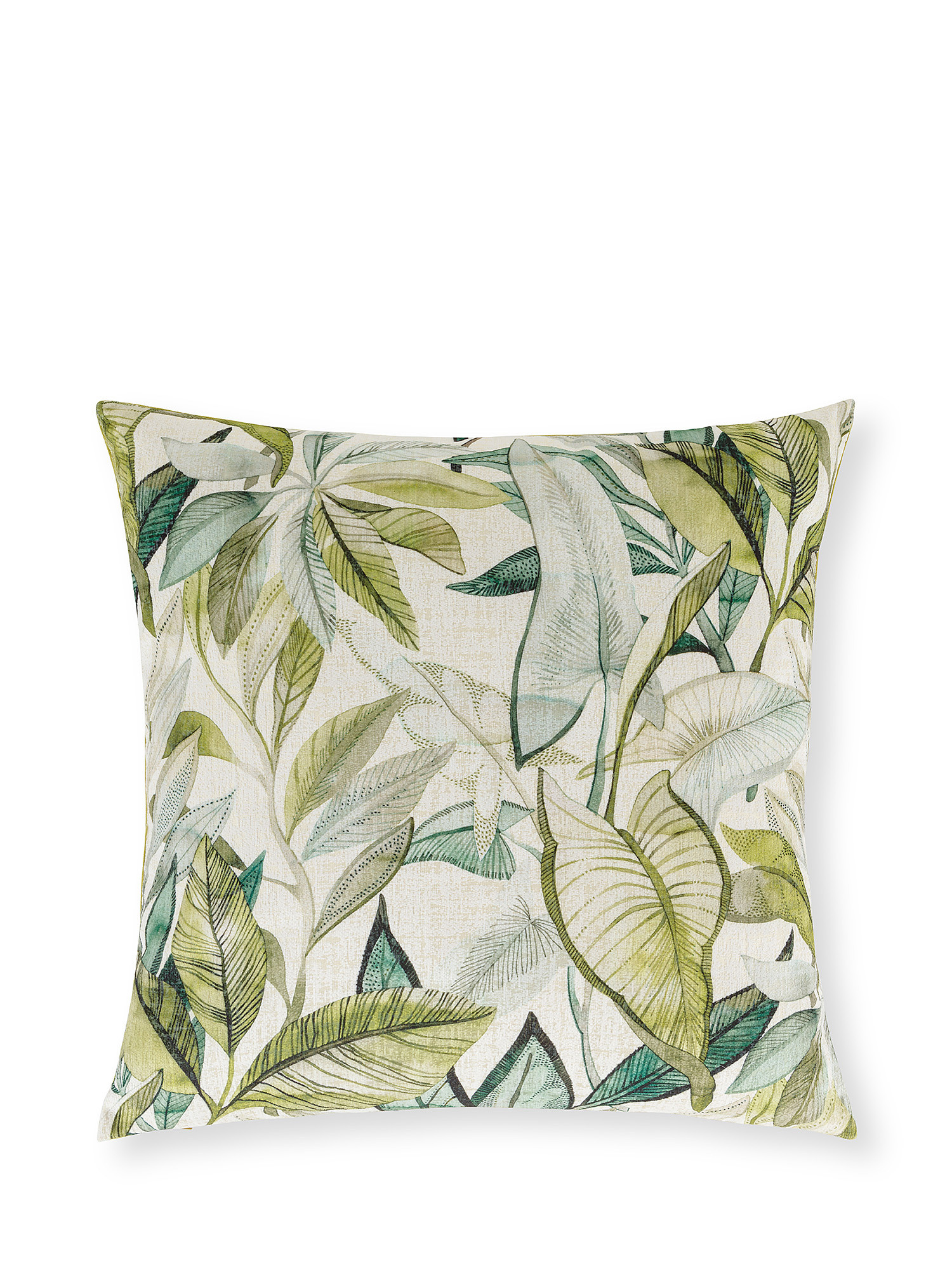 Palm print jacquard cushion 50x50cm, Green, large image number 0